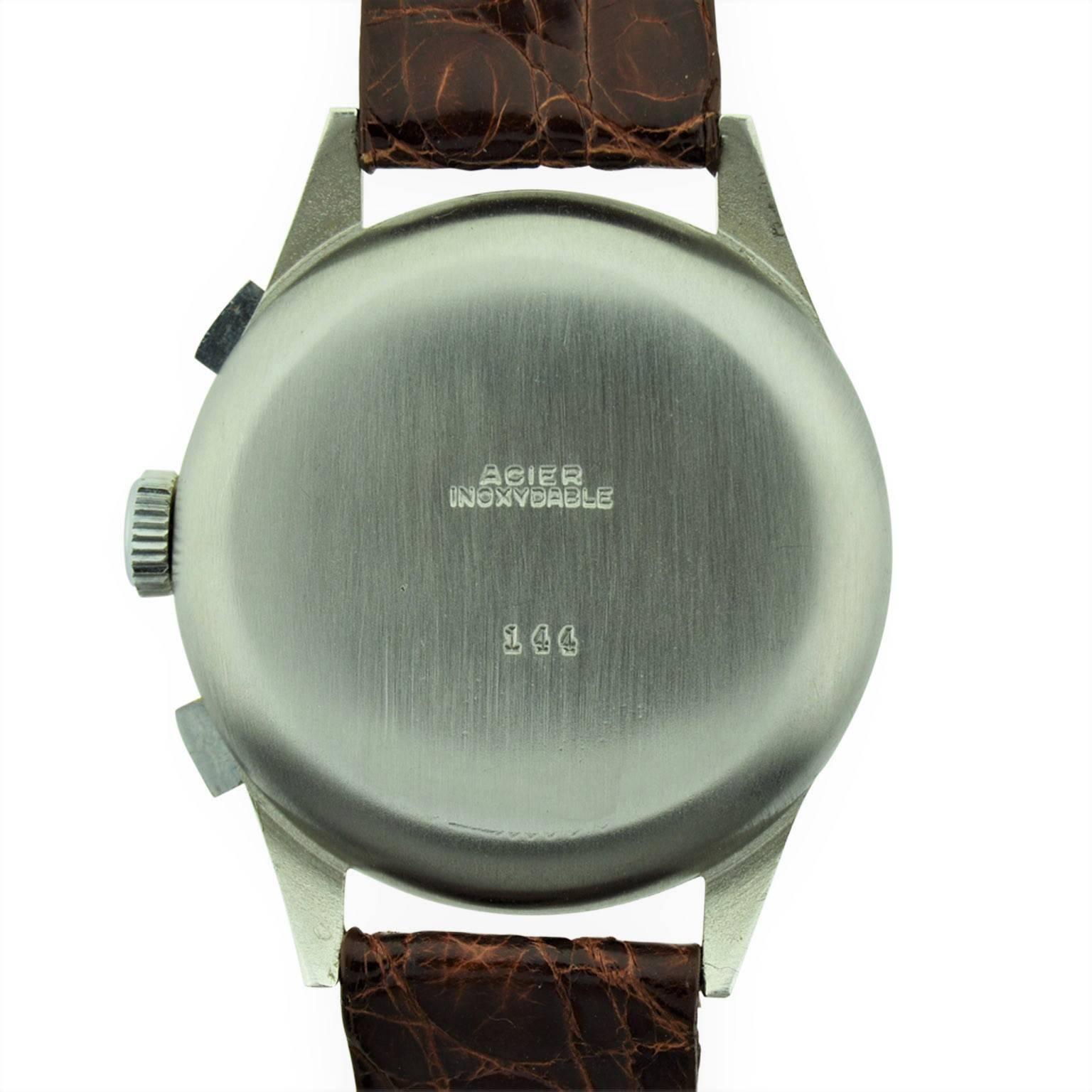 Art Deco Abercrombie and Fitch Steel Chronograph Watch with Original Dial, circa 1940s