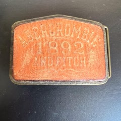 Abercrombie & Fitch 1892 Belt Buckle Brass and Leather