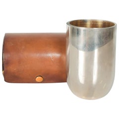 Abercrombie Fitch 4 Travel Cups Shot Glasses Jigger Set in Leather Case 1960s