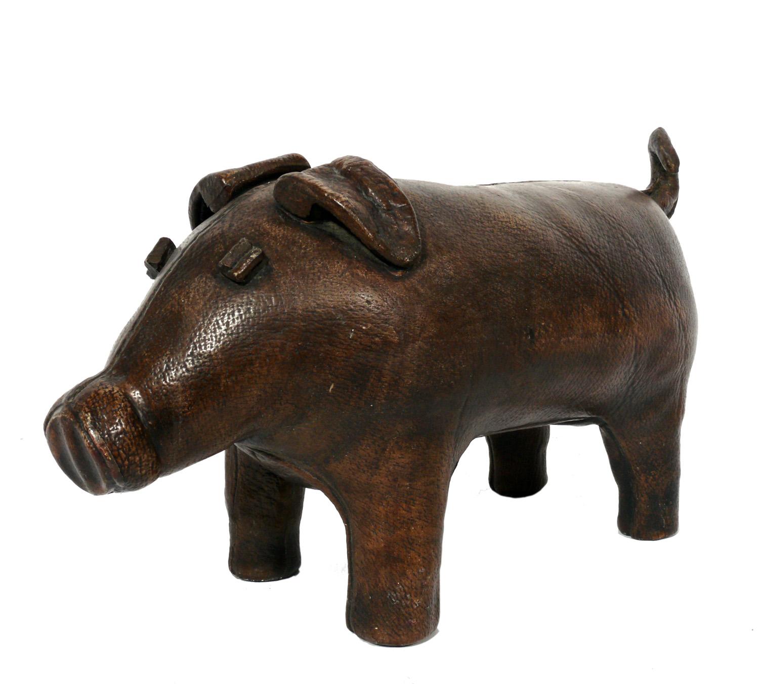 Folk Art Abercrombie & Fitch Ceramic Piggy Bank For Sale