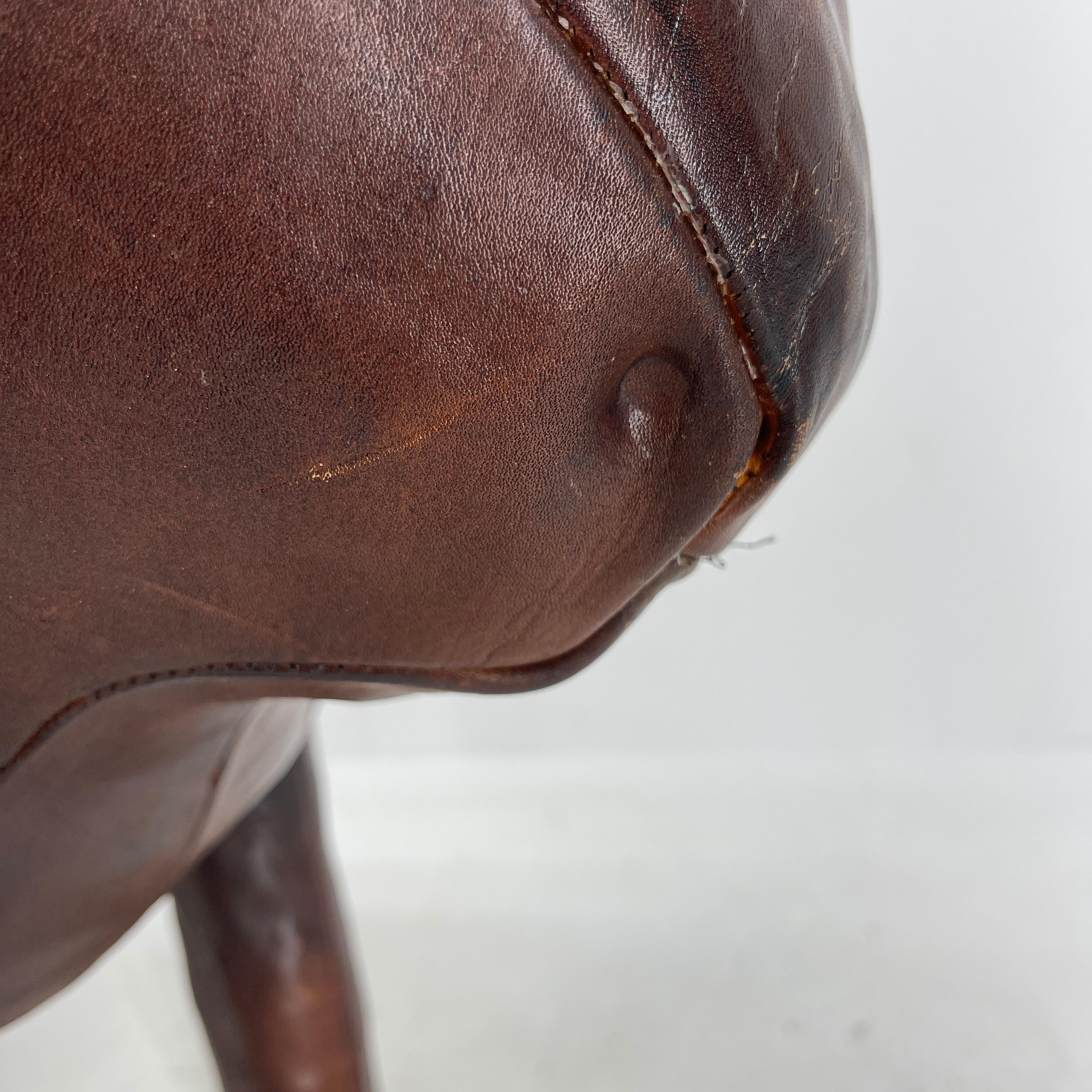 Abercrombie & Fitch Leather Bull Statue Footstool, Mid-Century Modern 4