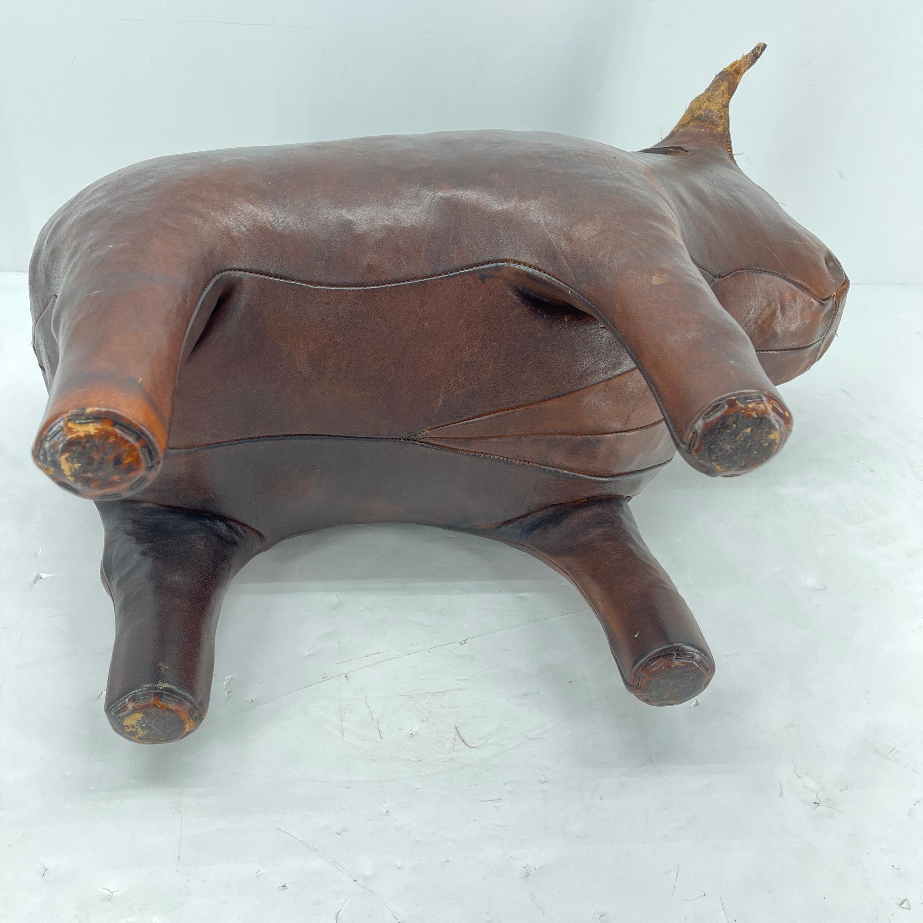 Abercrombie & Fitch Leather Bull Statue Footstool, Mid-Century Modern 5