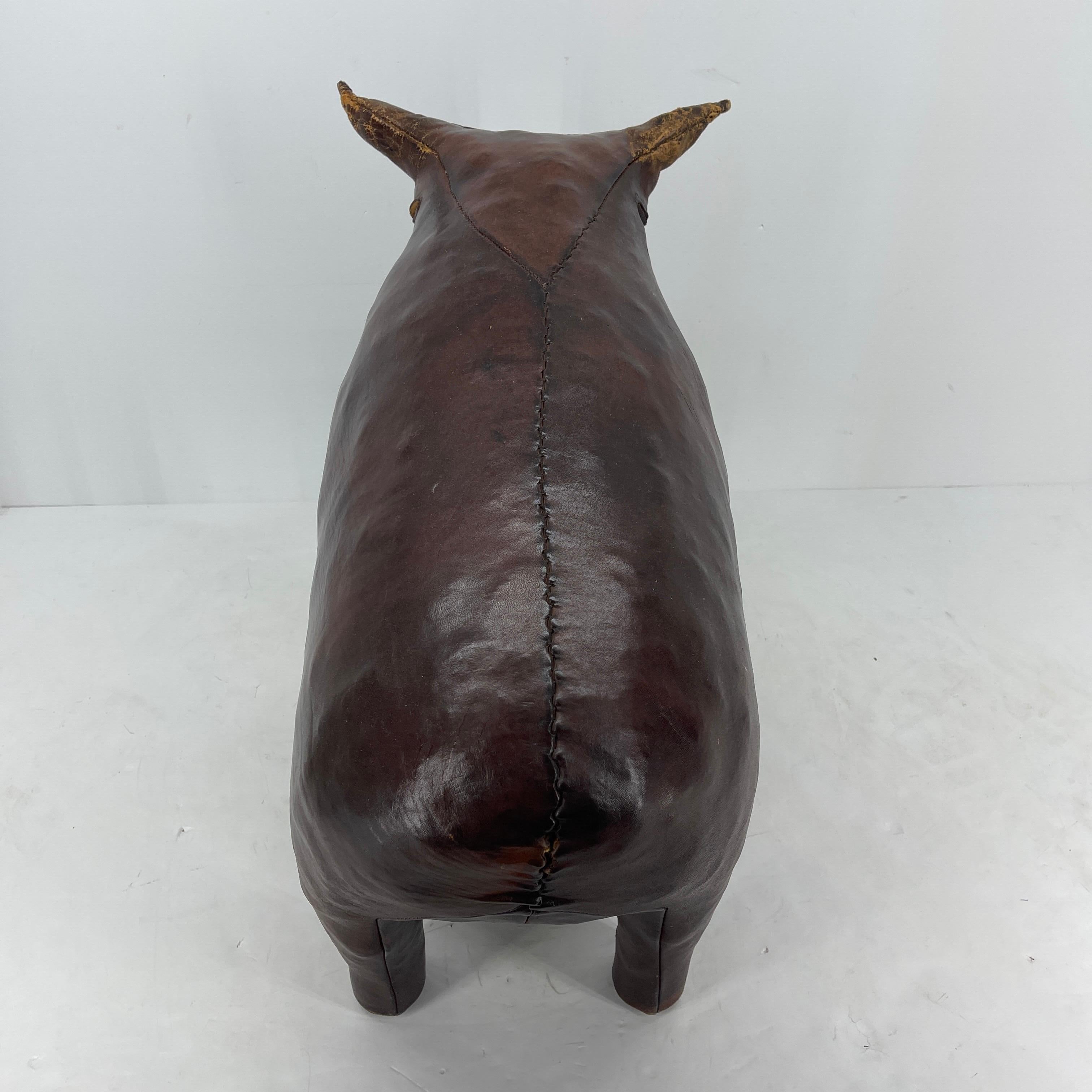 Mid-20th Century Abercrombie & Fitch Leather Bull Statue Footstool, Mid-Century Modern