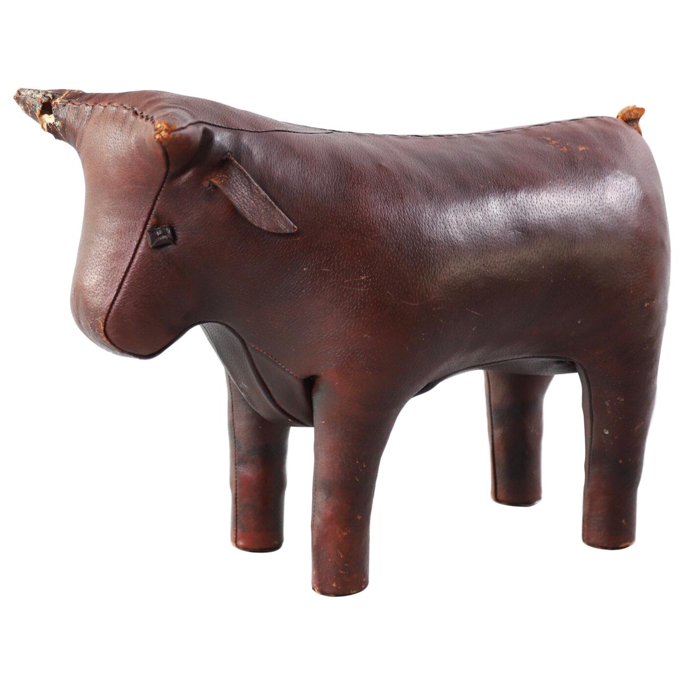 Abercrombie & Fitch Pigskin Bull Footstool Ottoman