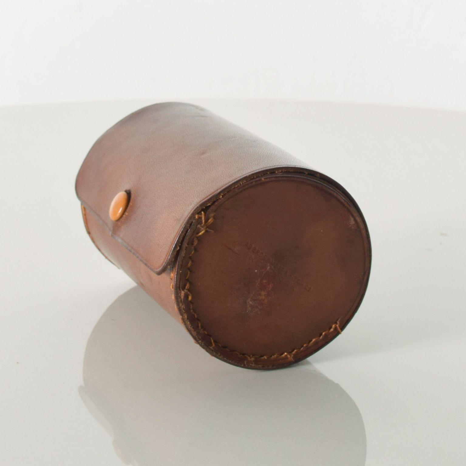 Mid-Century Modern Abercrombie Fitch 4 Travel Cups Shot Glasses Jigger Set in Leather Case 1960s