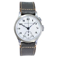 Abercrombie & Fitch Stainless Steel 1 Button Chronograph Watch, 1930s 