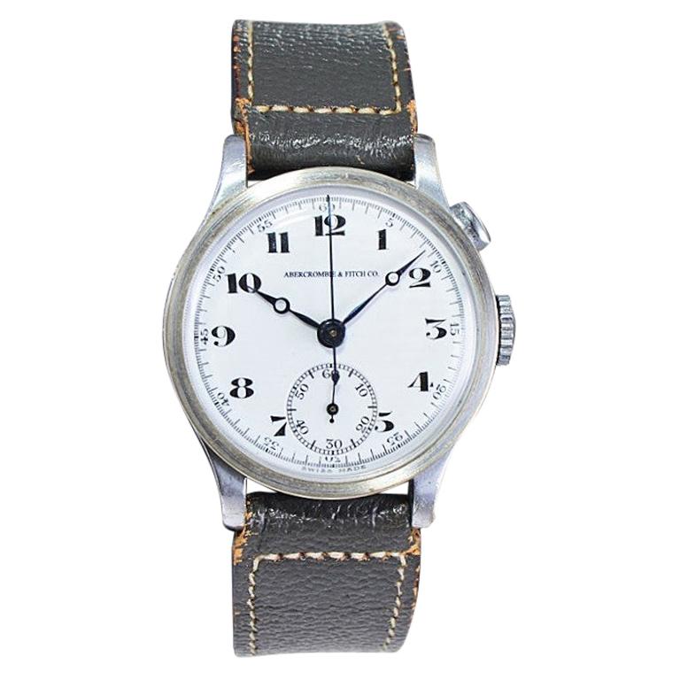 Abercrombie and Fitch Stainless Steel 1 Button Chronograph Watch, 1930s