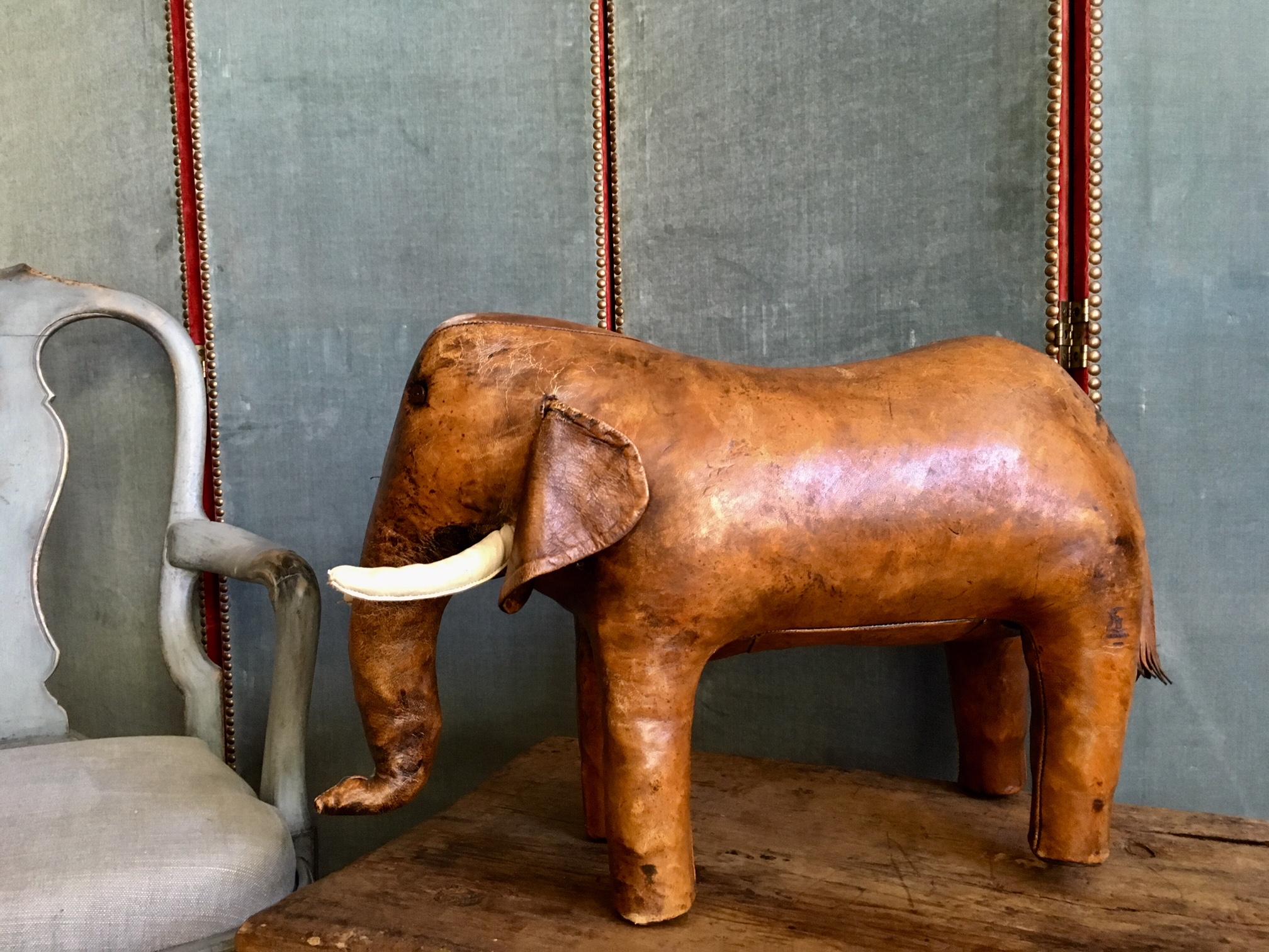 leather elephant foot stool
