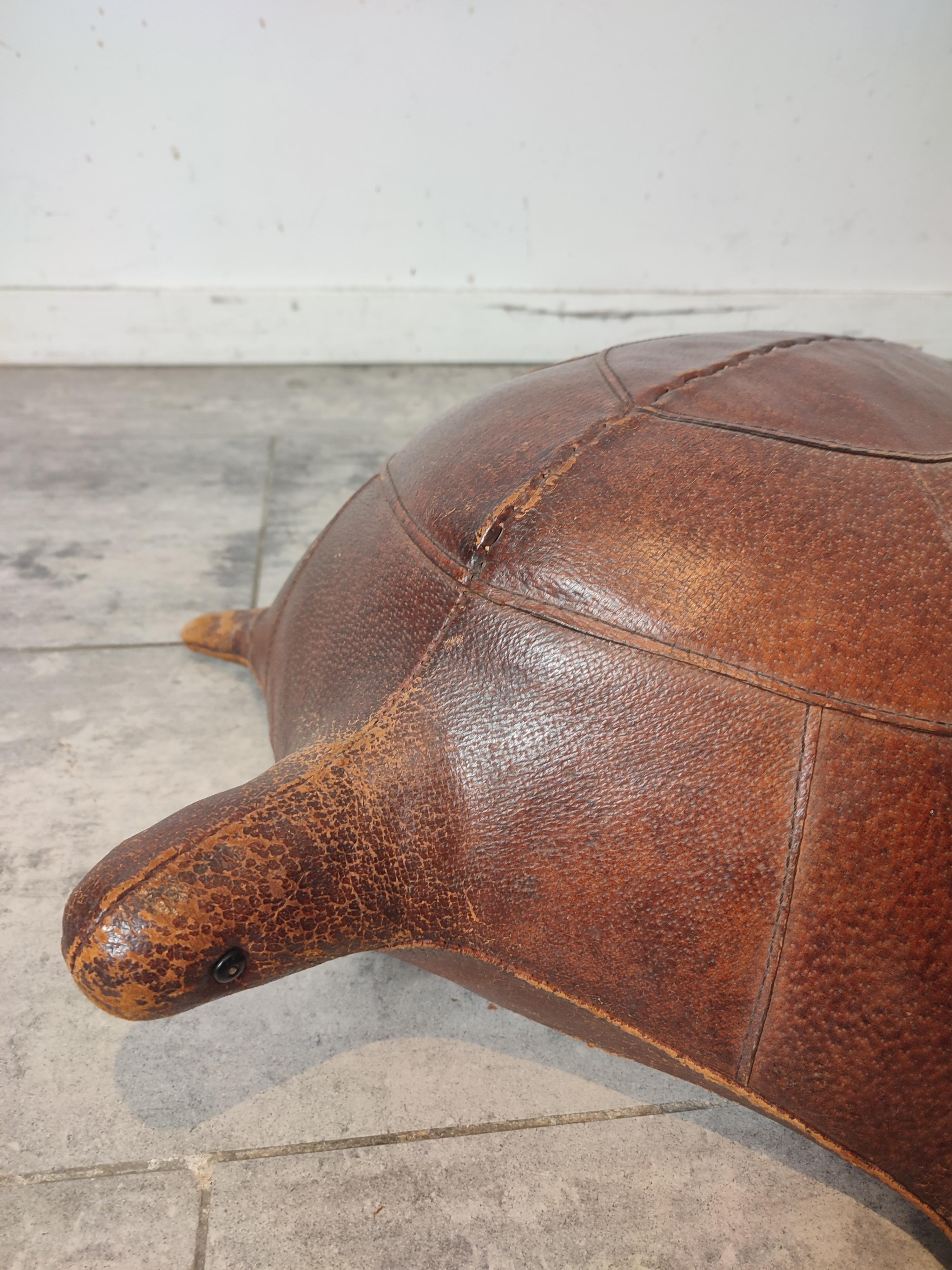 British Abercrombie Leather Turtle, Footstool For Sale