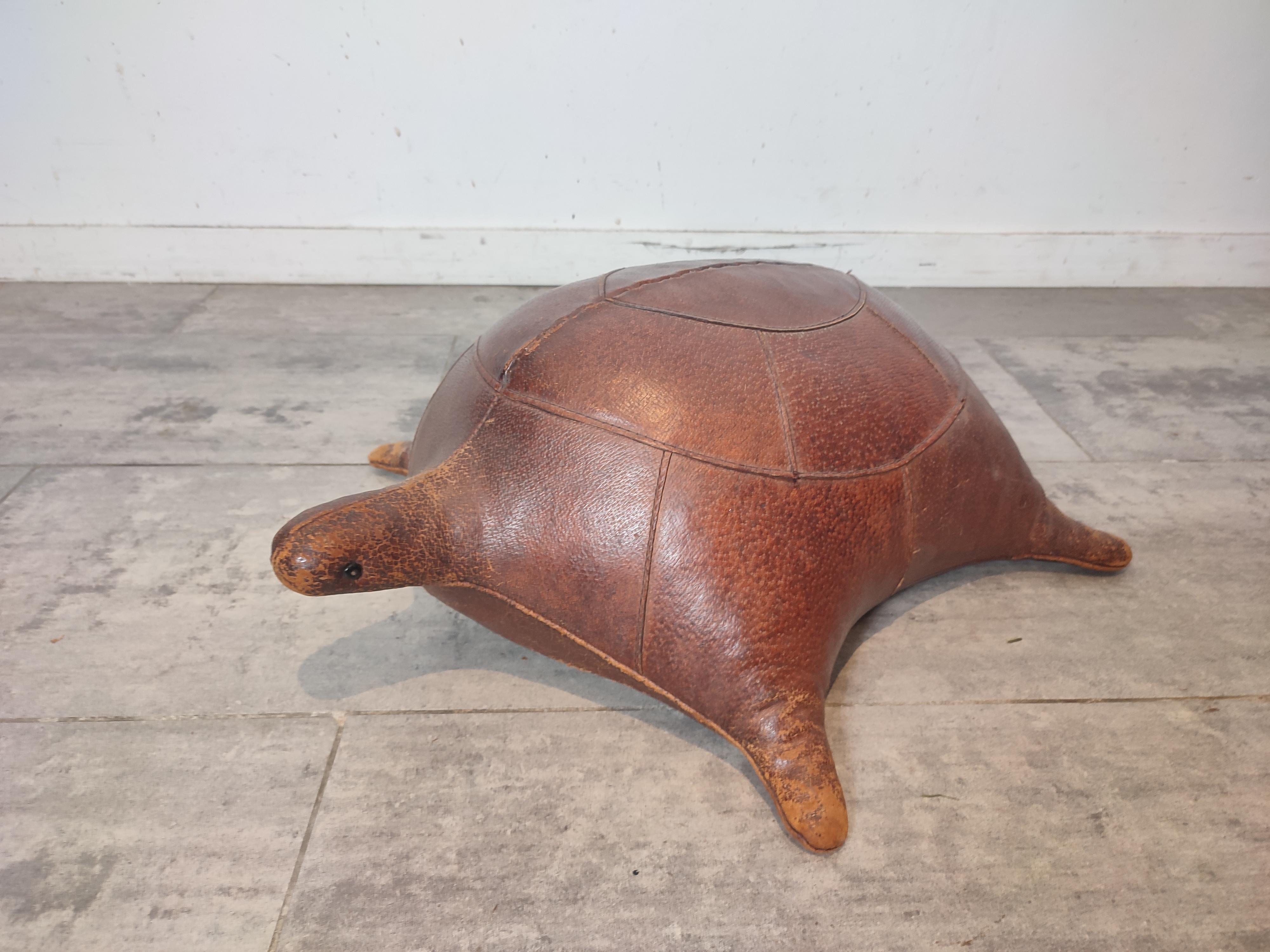 Patchwork Abercrombie Leather Turtle, Footstool For Sale
