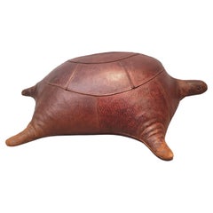 Vintage Abercrombie Leather Turtle, Footstool