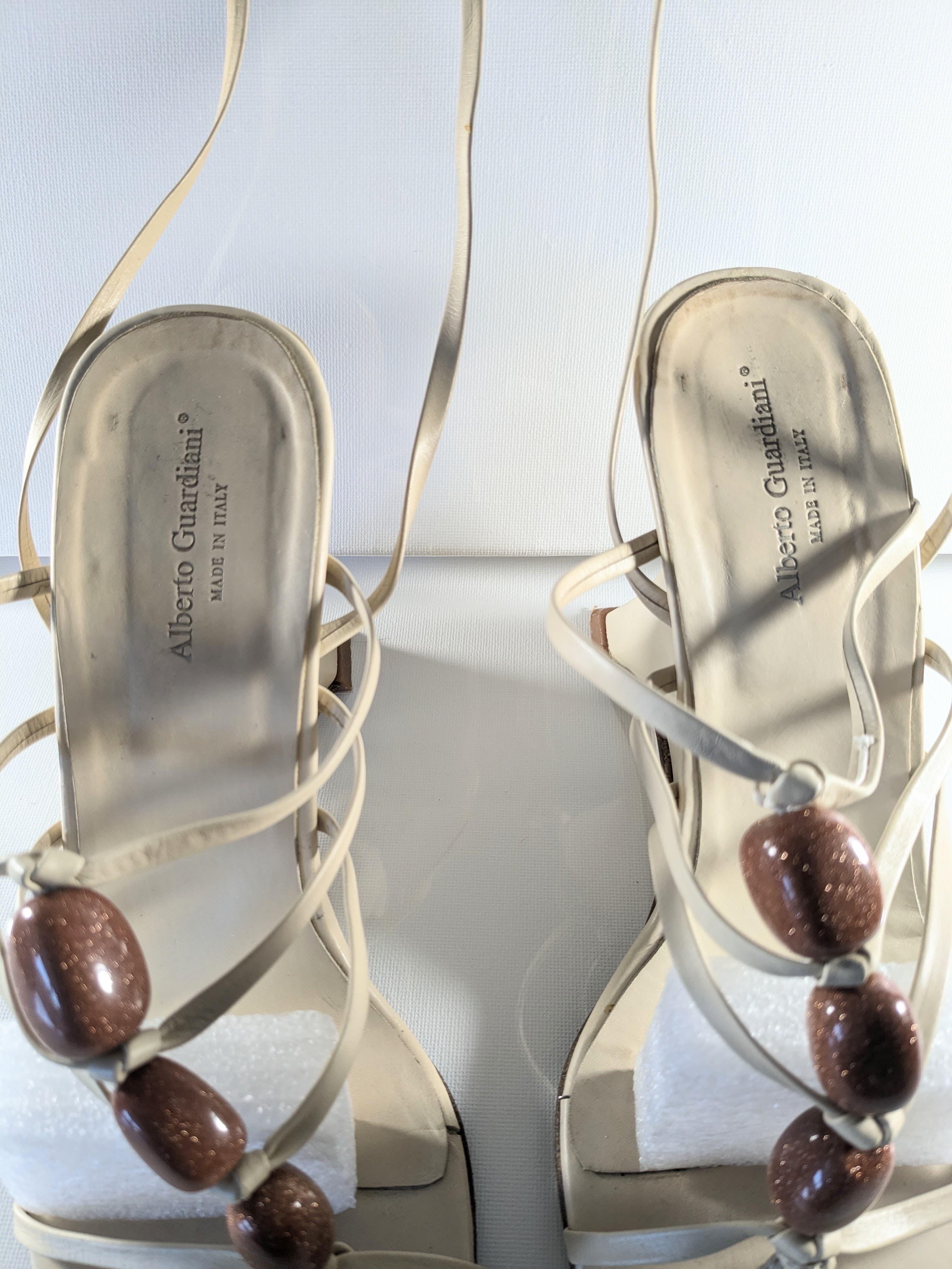 Aberto Guardiani Roman Strype open Sandals Size 38 In Good Condition For Sale In  Bilbao, ES