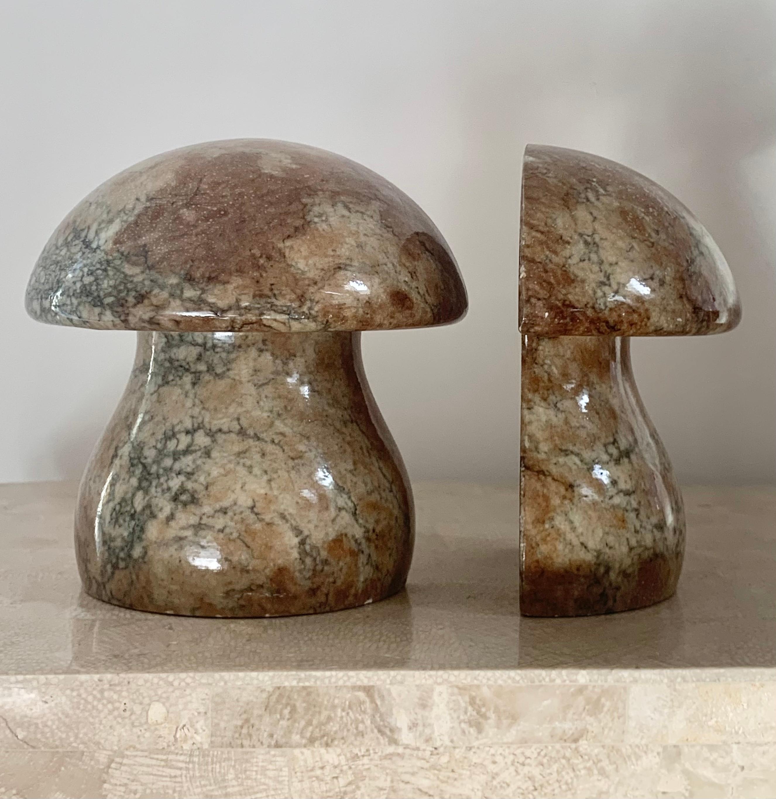 ABF Italian Marble Mushroom Bookends, circa 1960s 1