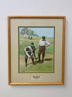 A.B.Frost Golfing Scene Lithograph, a Set of 2