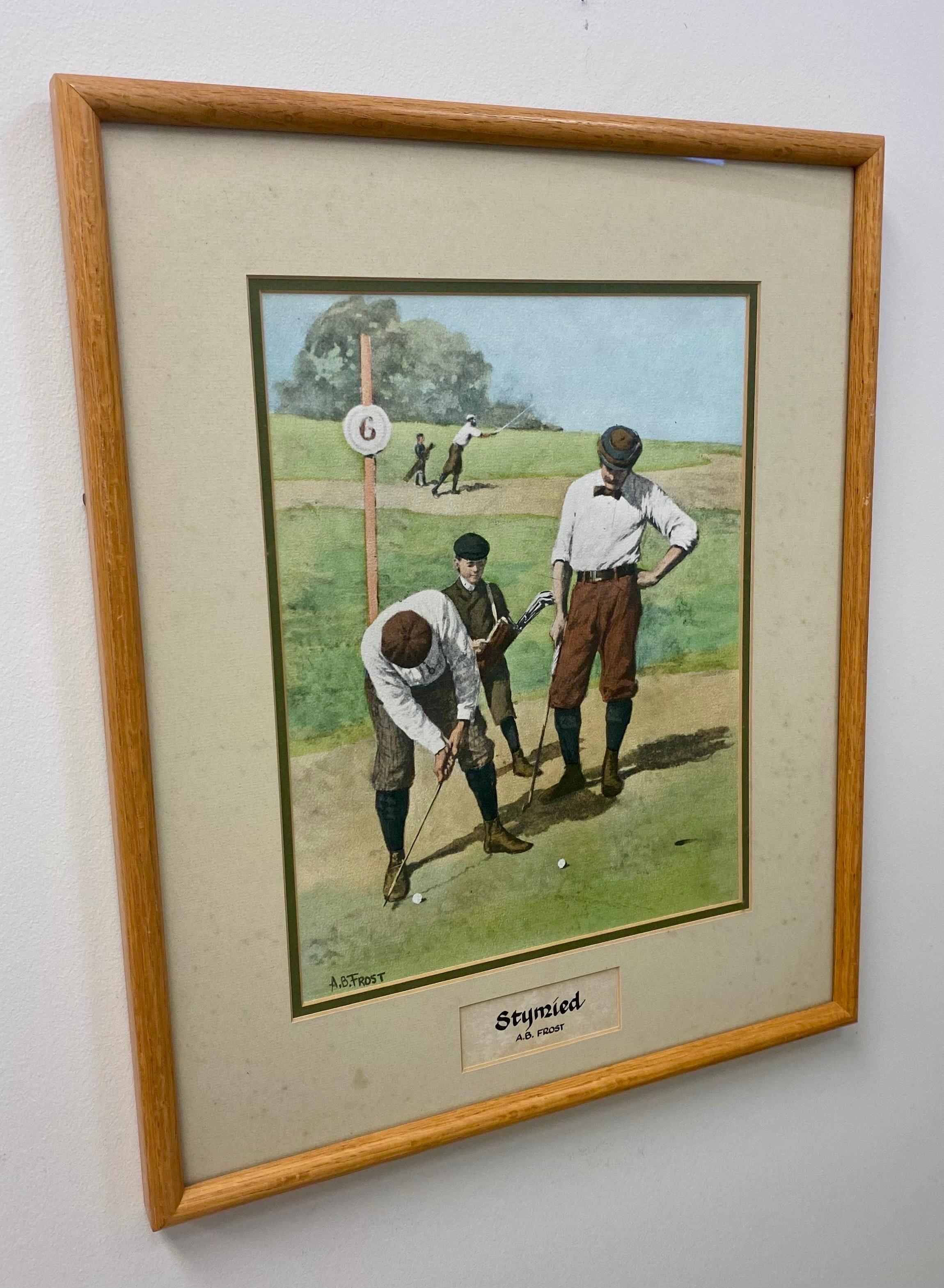 A.B.Frost Golfing Scene Lithograph, a Set of 2  1