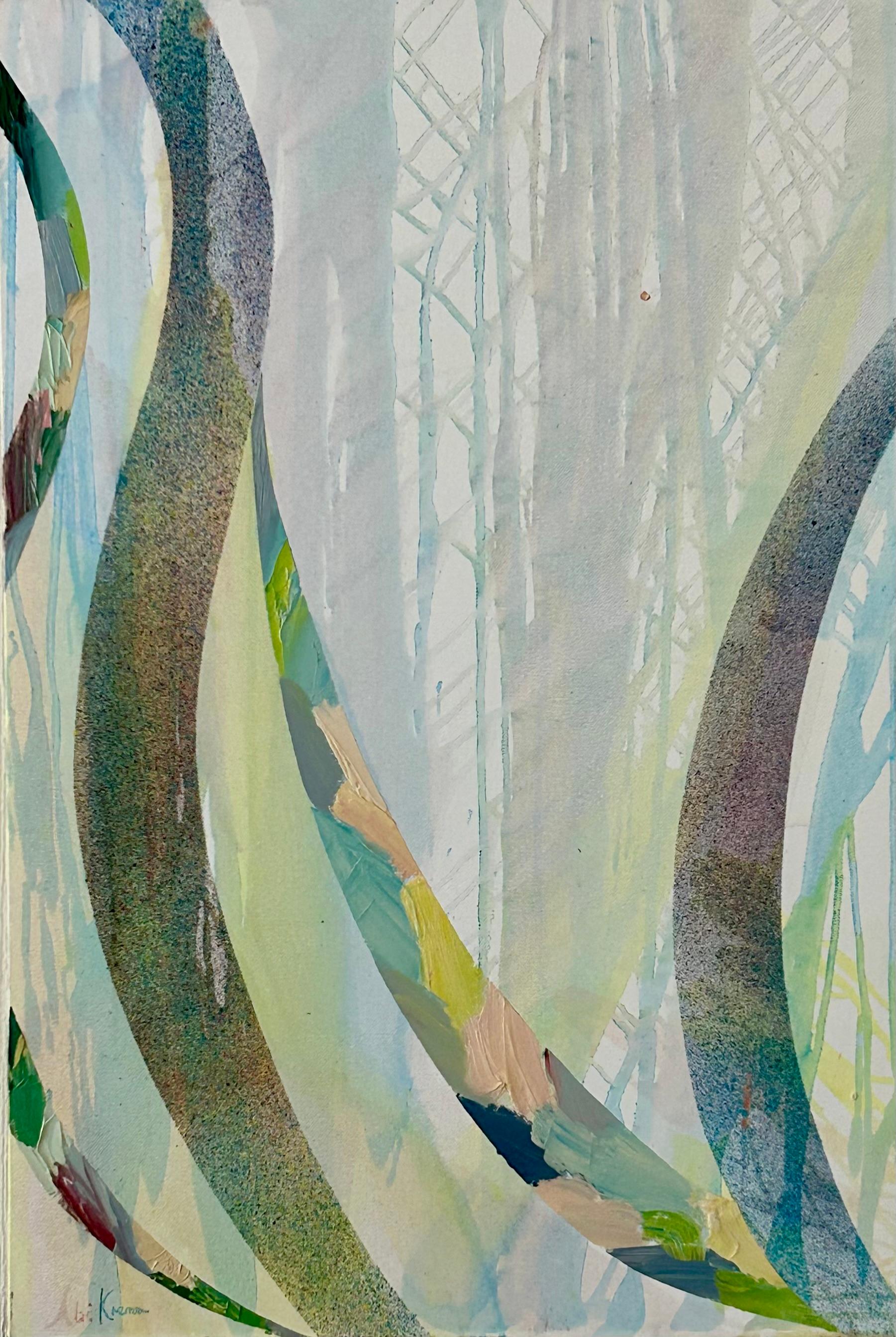 Kami 4 - Abstract Painting Gris de Abi Kremer