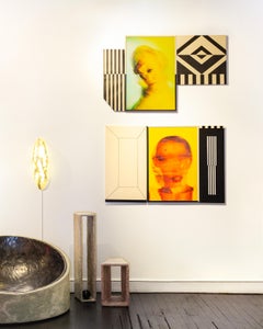 Modern Framed 'Entropy' Print on Paper Bright Yellow Green Color by Abi Polinsky