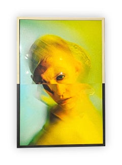 Framed 'Entropy' Print on Paper, Bright Yellow Green Color, by Abi Polinsky