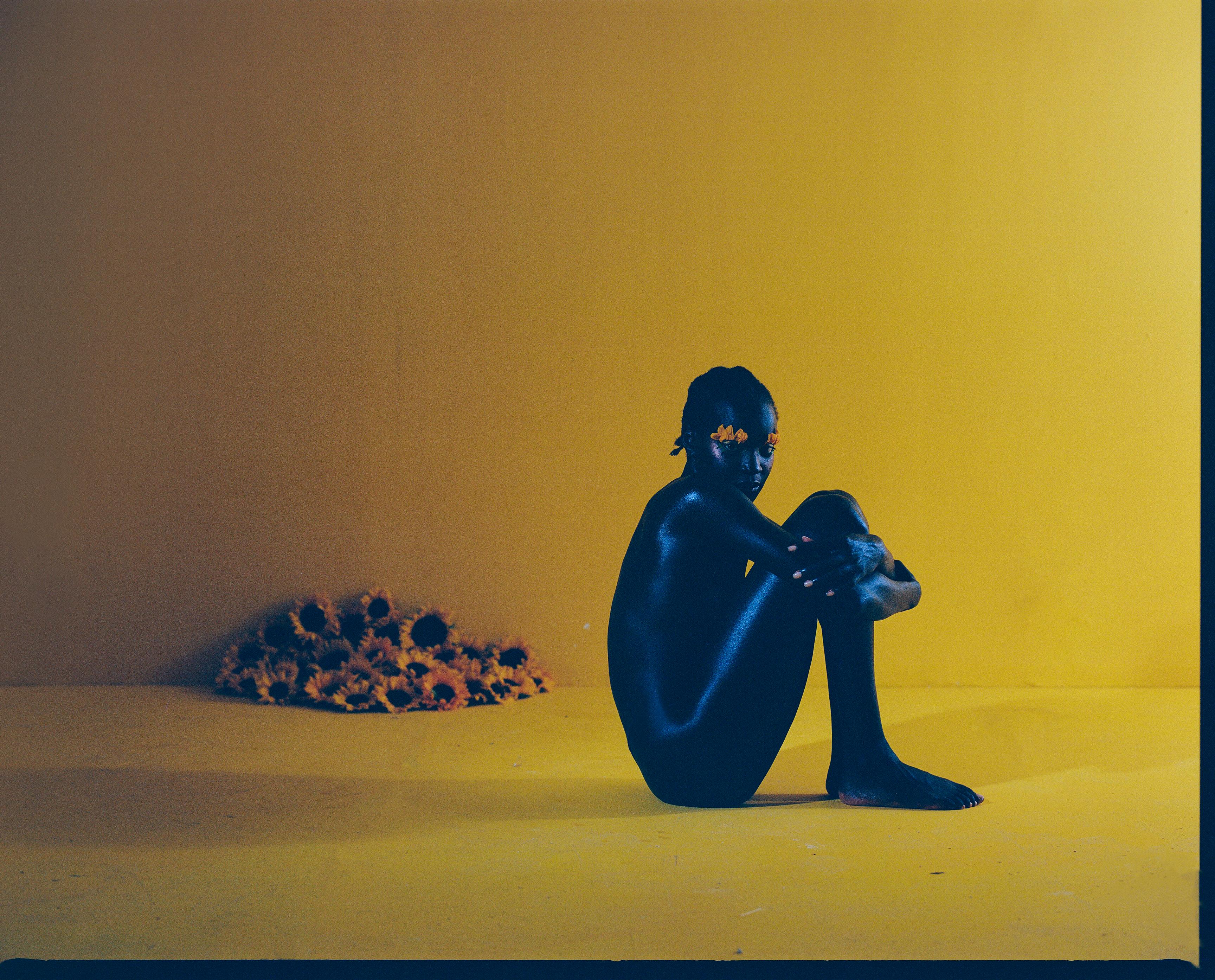 'Heliantha' Print on Hahnemüle Paper, Modern Yellow Blue Color, by Abi Polinsky For Sale 1