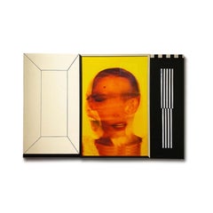 Impression sur papier Janus, jaune vif, orange, rouge, encadrée par Abi Polinsky