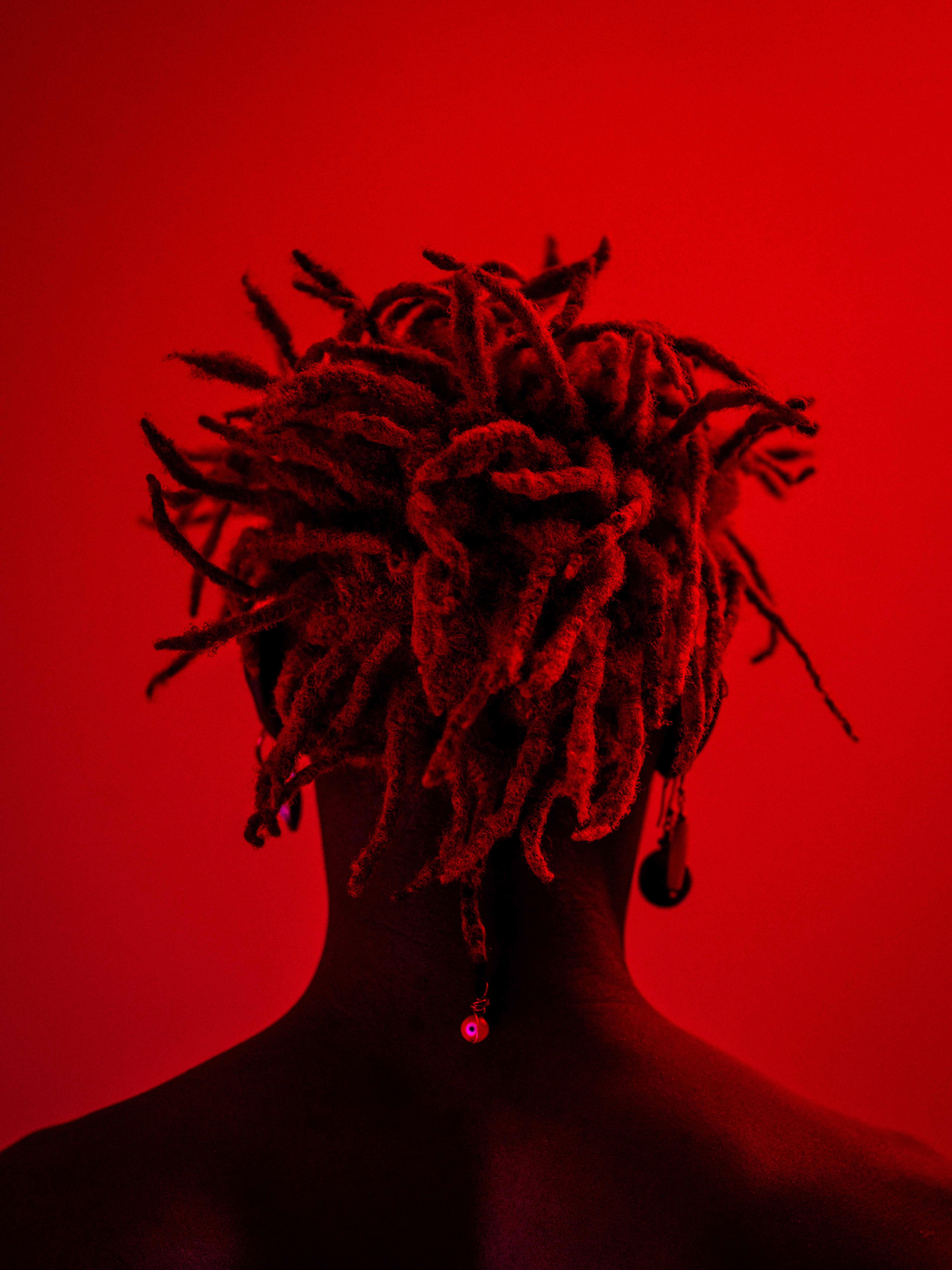 'Meditation' Print on Hahnemüle Paper, Red Black Color Portrait, by Abi Polinsky
