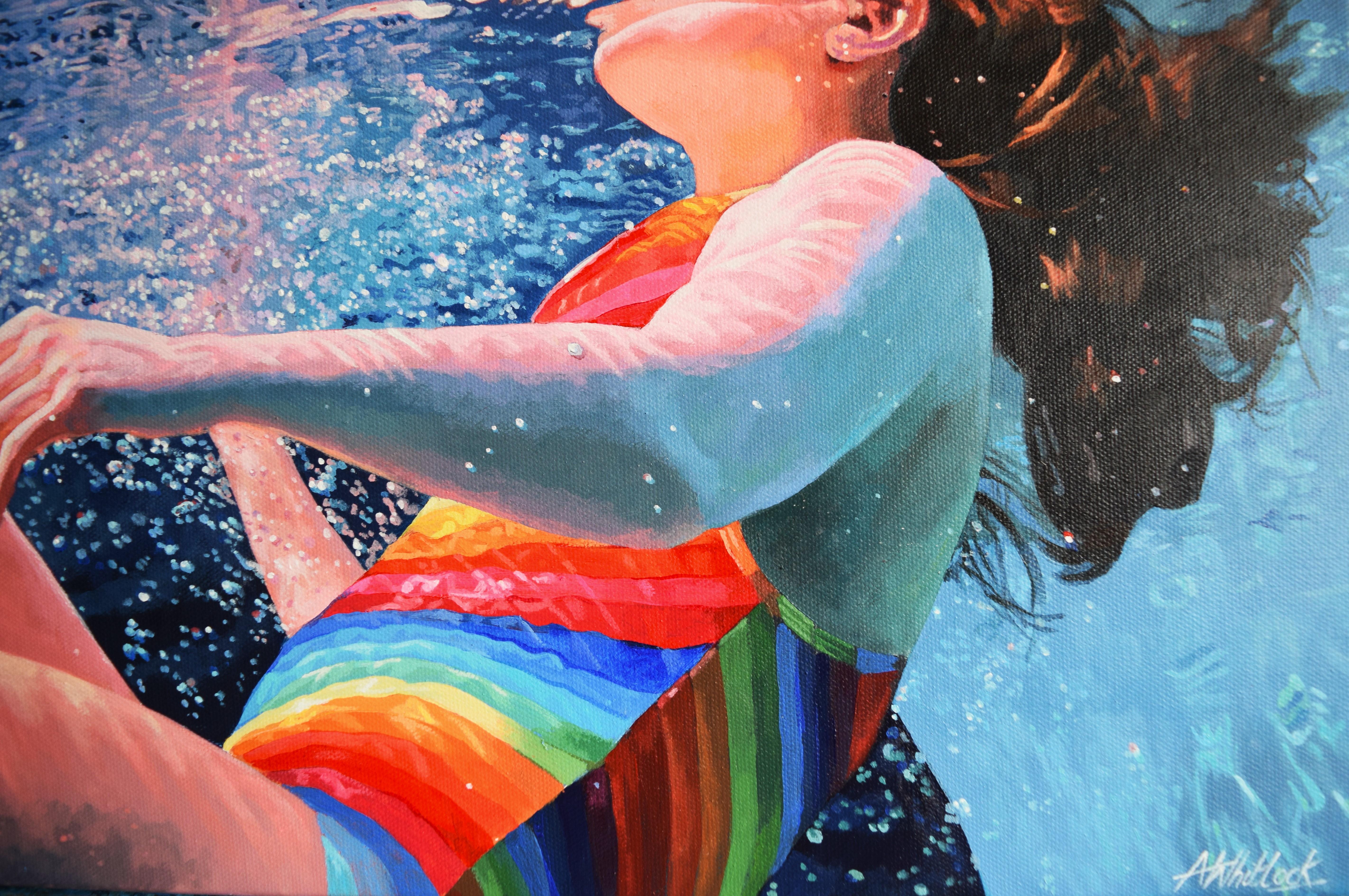 Origin-original hyperrealistic figurative waterscape painting-contemporary art  - Impressionist Painting by Abi Whitlock