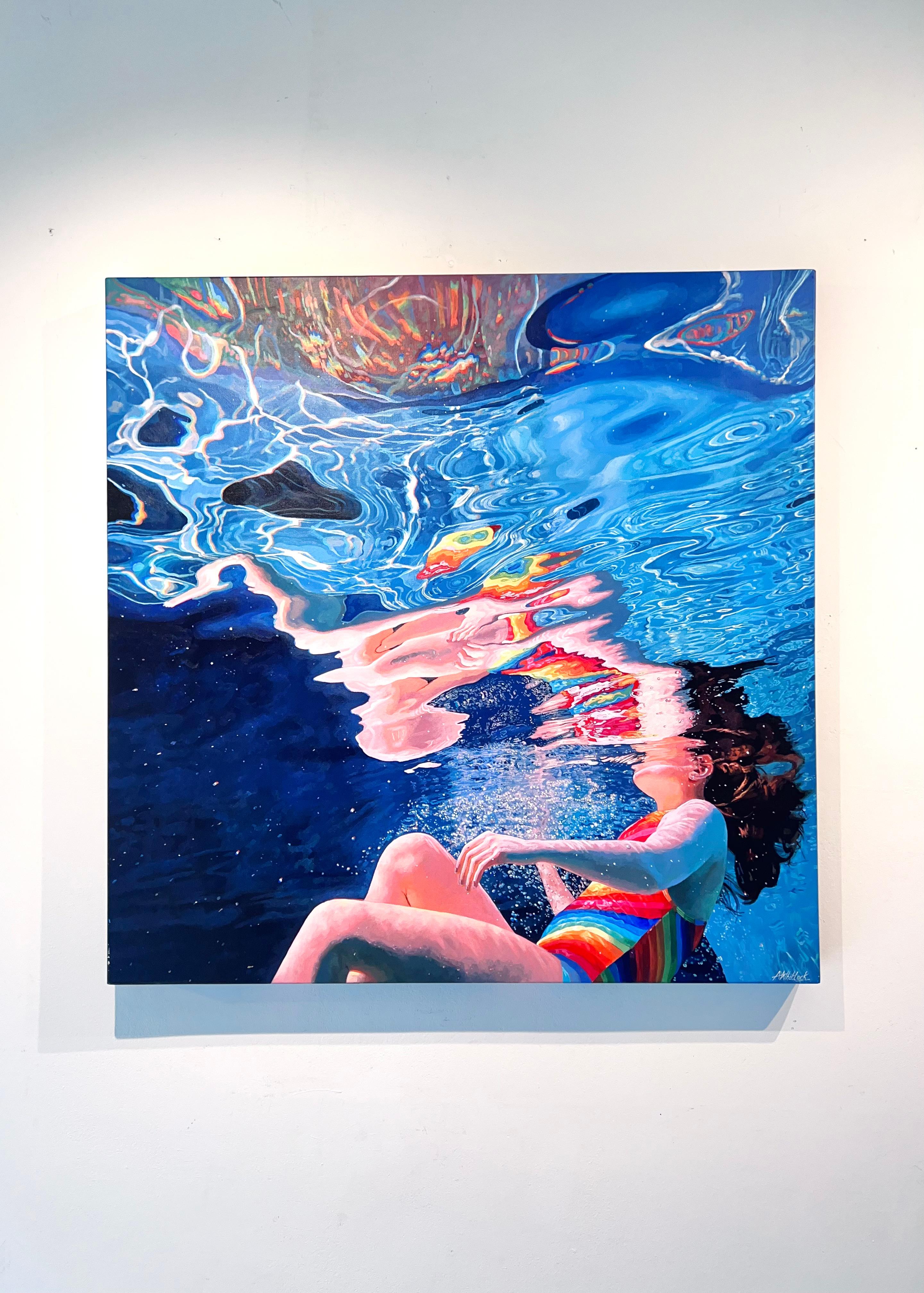 Origin-original hyperrealistic figurative waterscape painting-contemporary art - Painting by Abi Whitlock