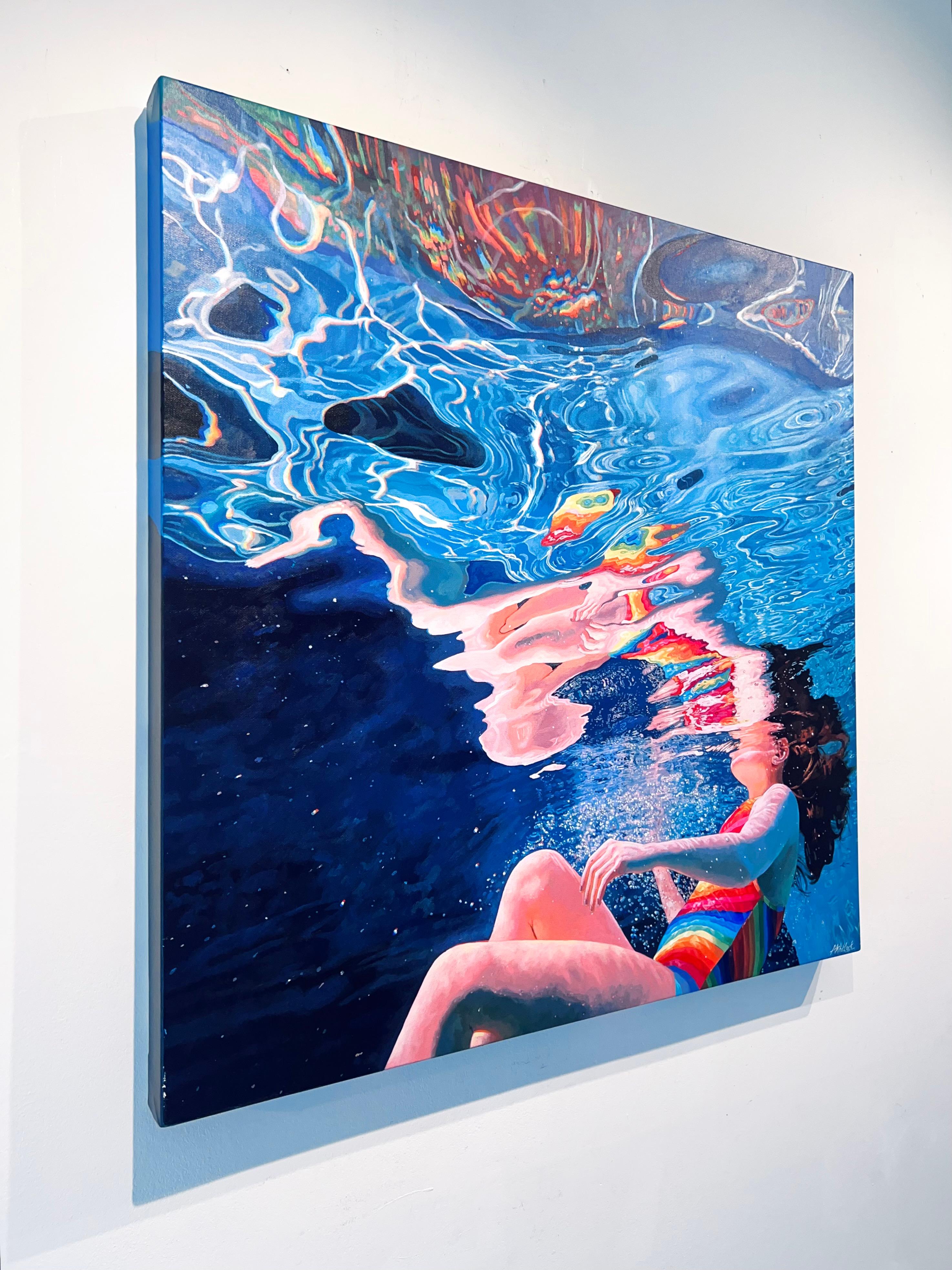 Origin-original hyperrealistic figurative waterscape painting-contemporary art  - Impressionist Painting by Abi Whitlock