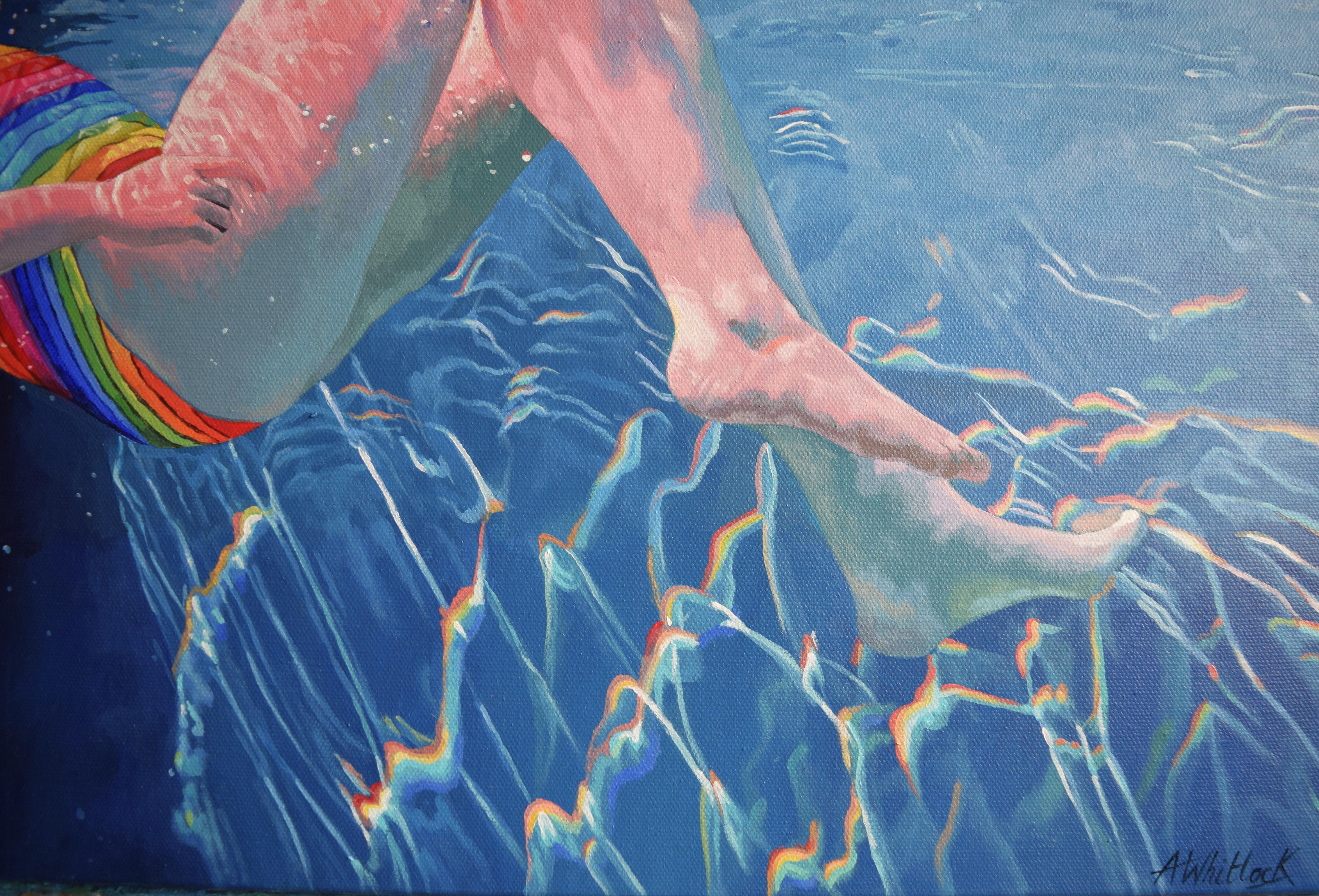 Reverie-original hyperrealistic figurative waterscape painting-contemporary art  - Impressionist Painting by Abi Whitlock