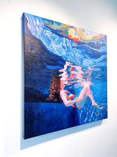 Rêverie - peinture originale hyperréaliste figurative de paysage aquatique - art contemporain