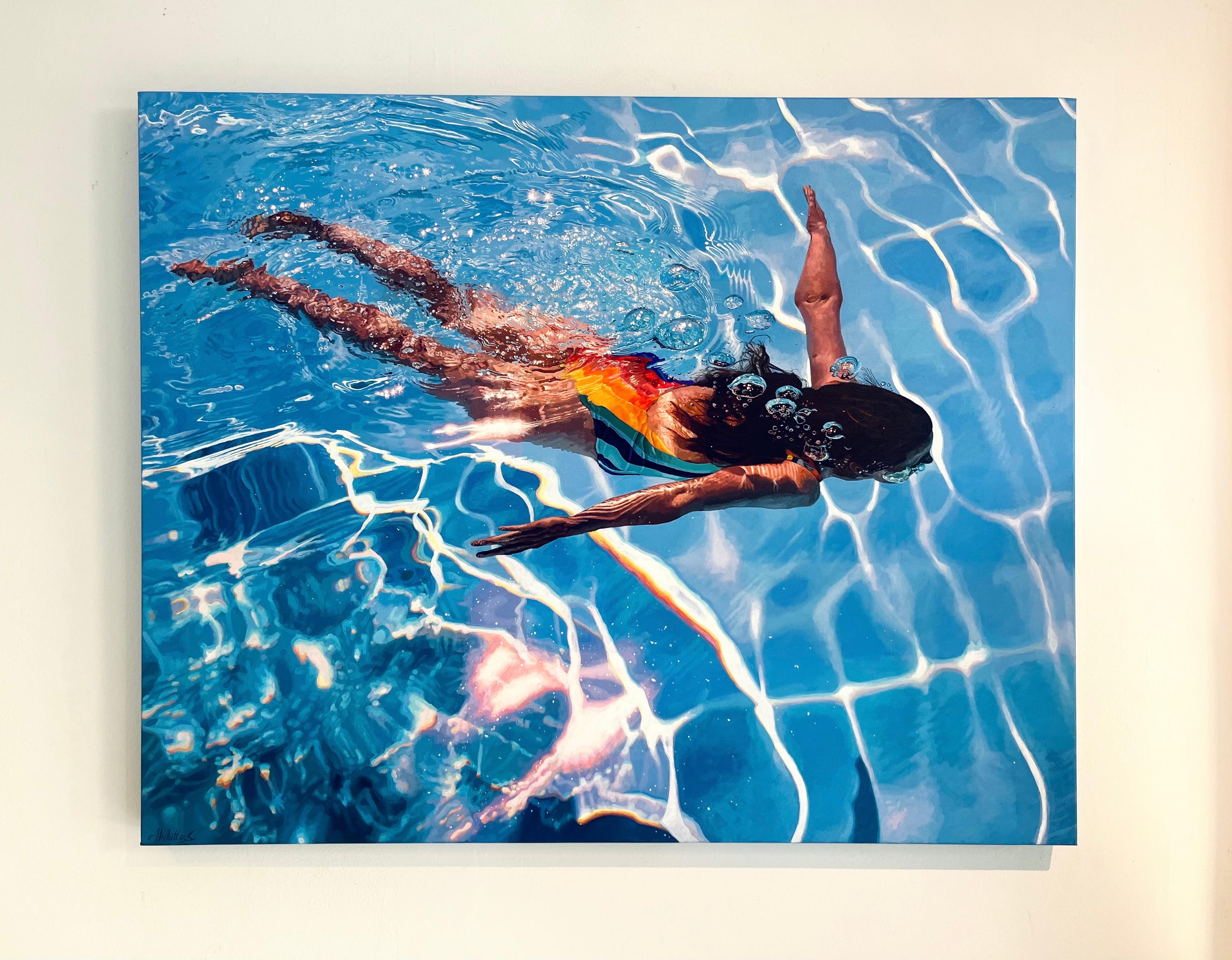 Unbound-original figurative hyperrealistic waterscape painting-contemporary art - Painting by Abi Whitlock