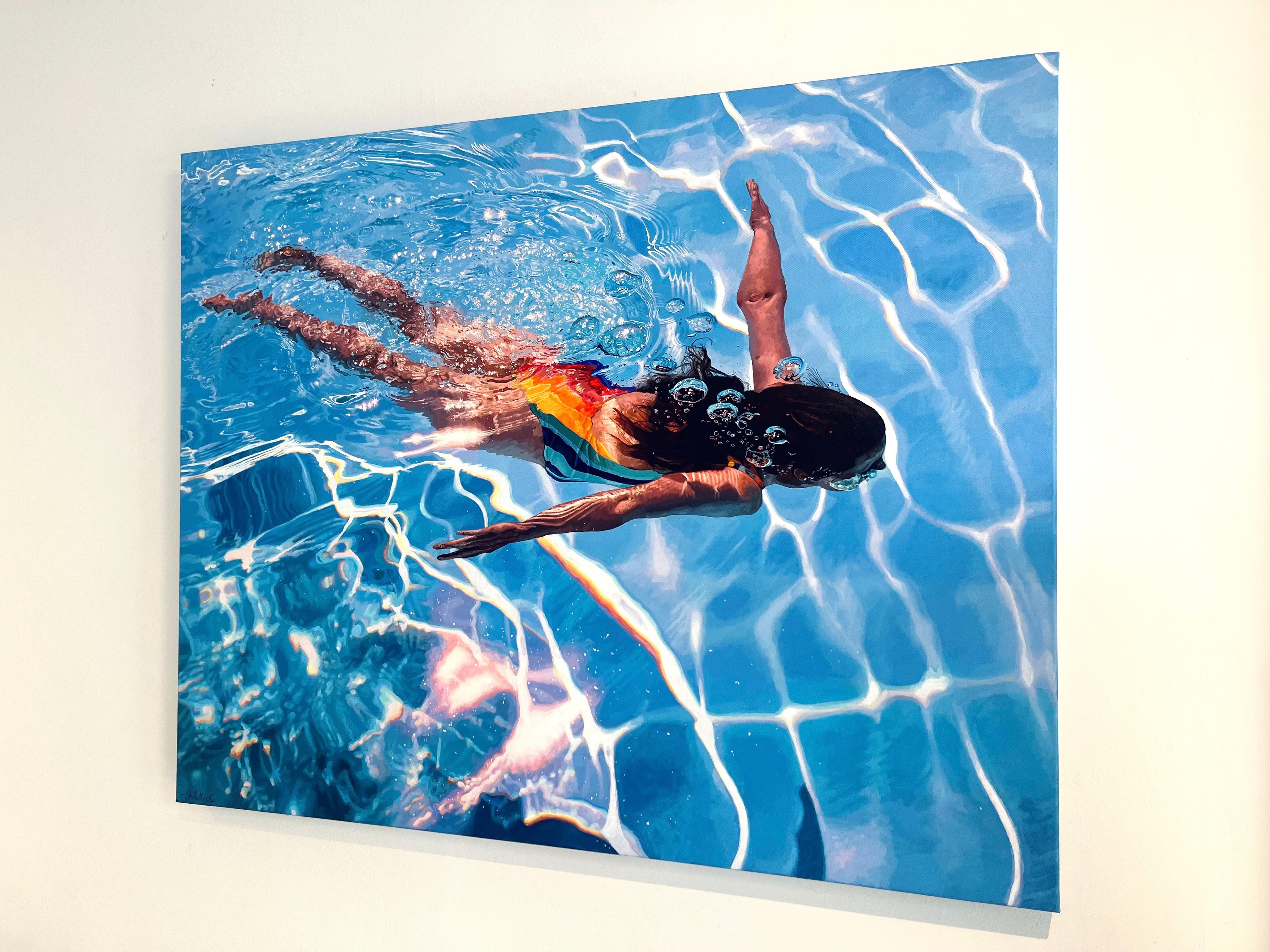 Unbound-original figurative hyperrealistic waterscape painting-contemporary art - Impressionist Painting by Abi Whitlock