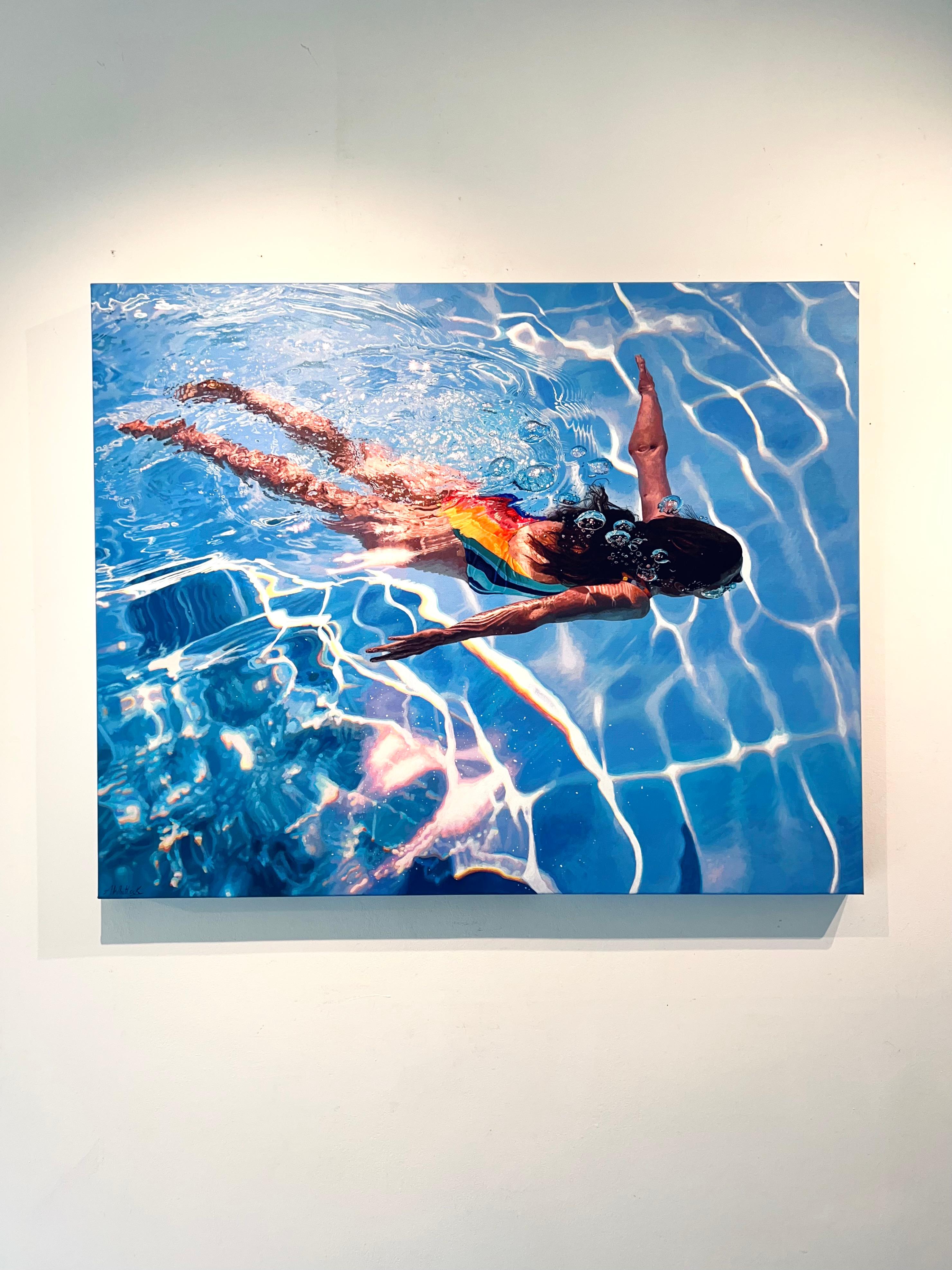 Unbound-original hyperrealistic figurative waterscape painting-contemporary art  - Painting by Abi Whitlock