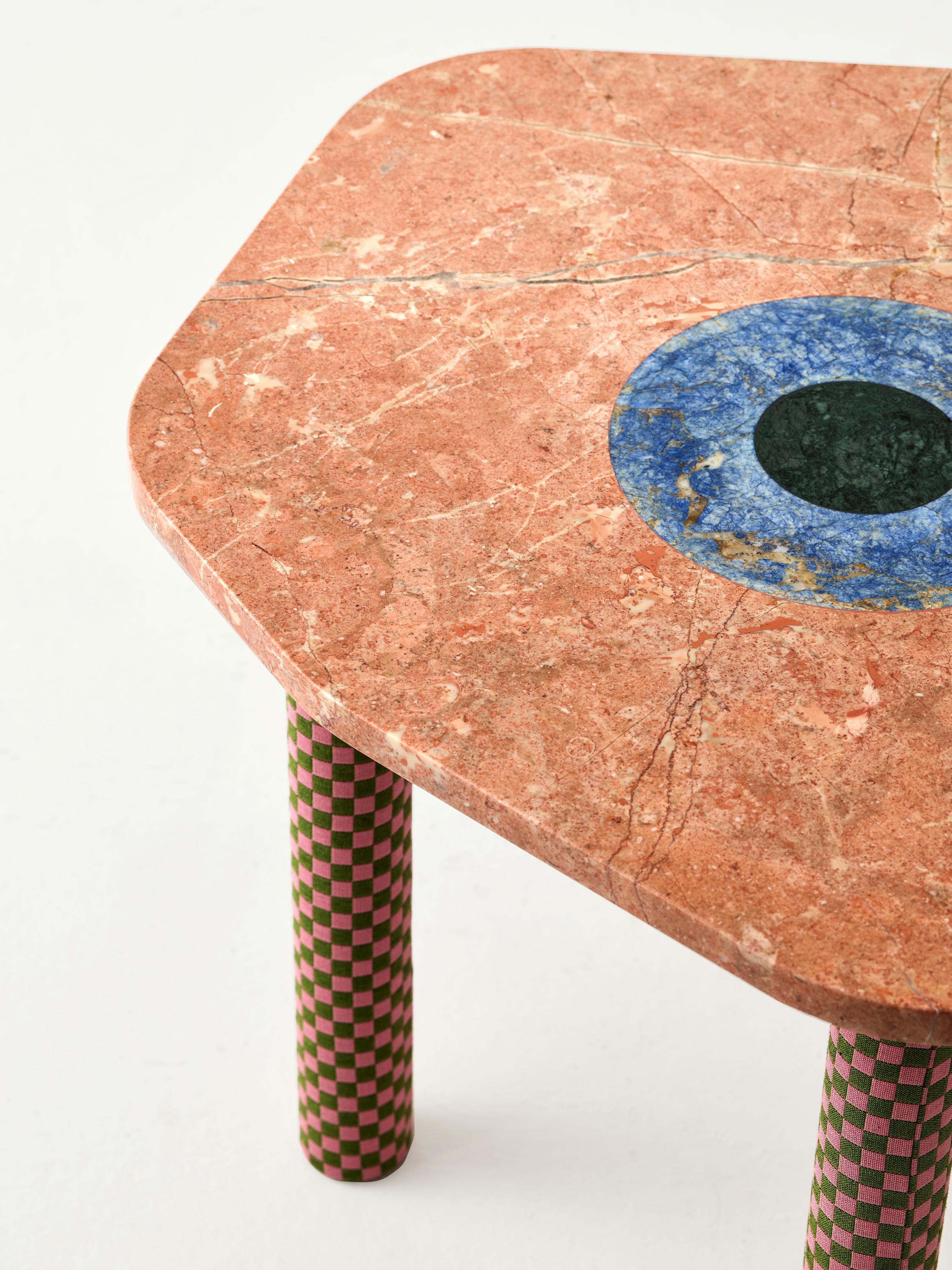 Polished Abide Marble Side Table in Pink For Sale