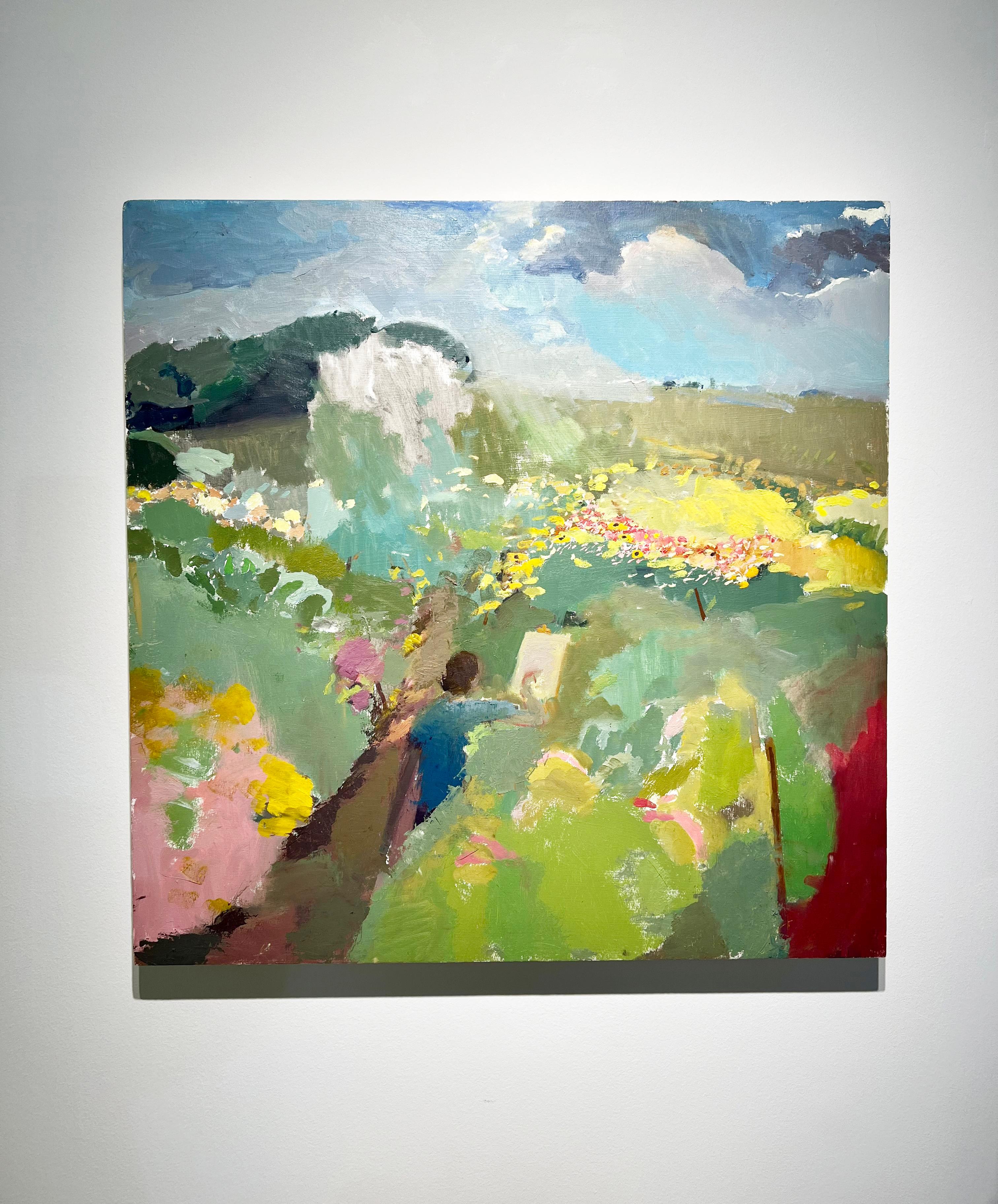 Campo de verano - Óleo sobre panel Paisaje impresionista, 2022 - Painting de Abigail Dudley
