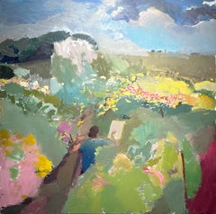 Campo de verano - Óleo sobre panel Paisaje impresionista, 2022