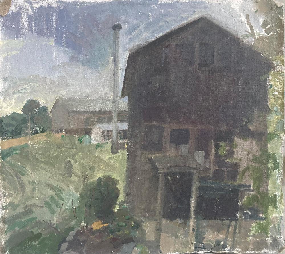 Abigail Dudley Landscape Painting - Virginia Farmstead - Oil on Linen Impressionist Landscape , 2023