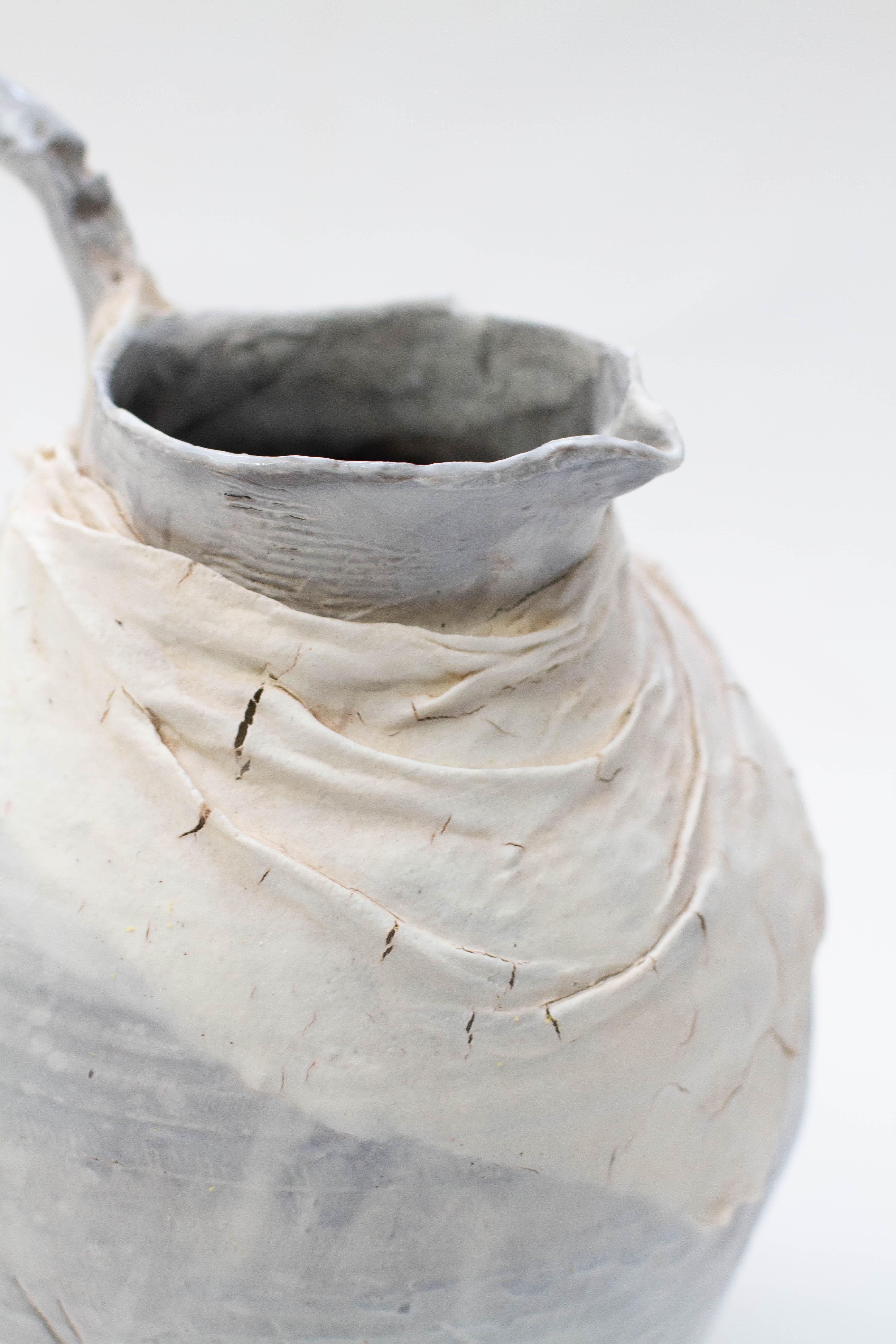 Abigail Schama Ceramics Anthracite Stoneware Vessels with Porcelain Wraps For Sale 4