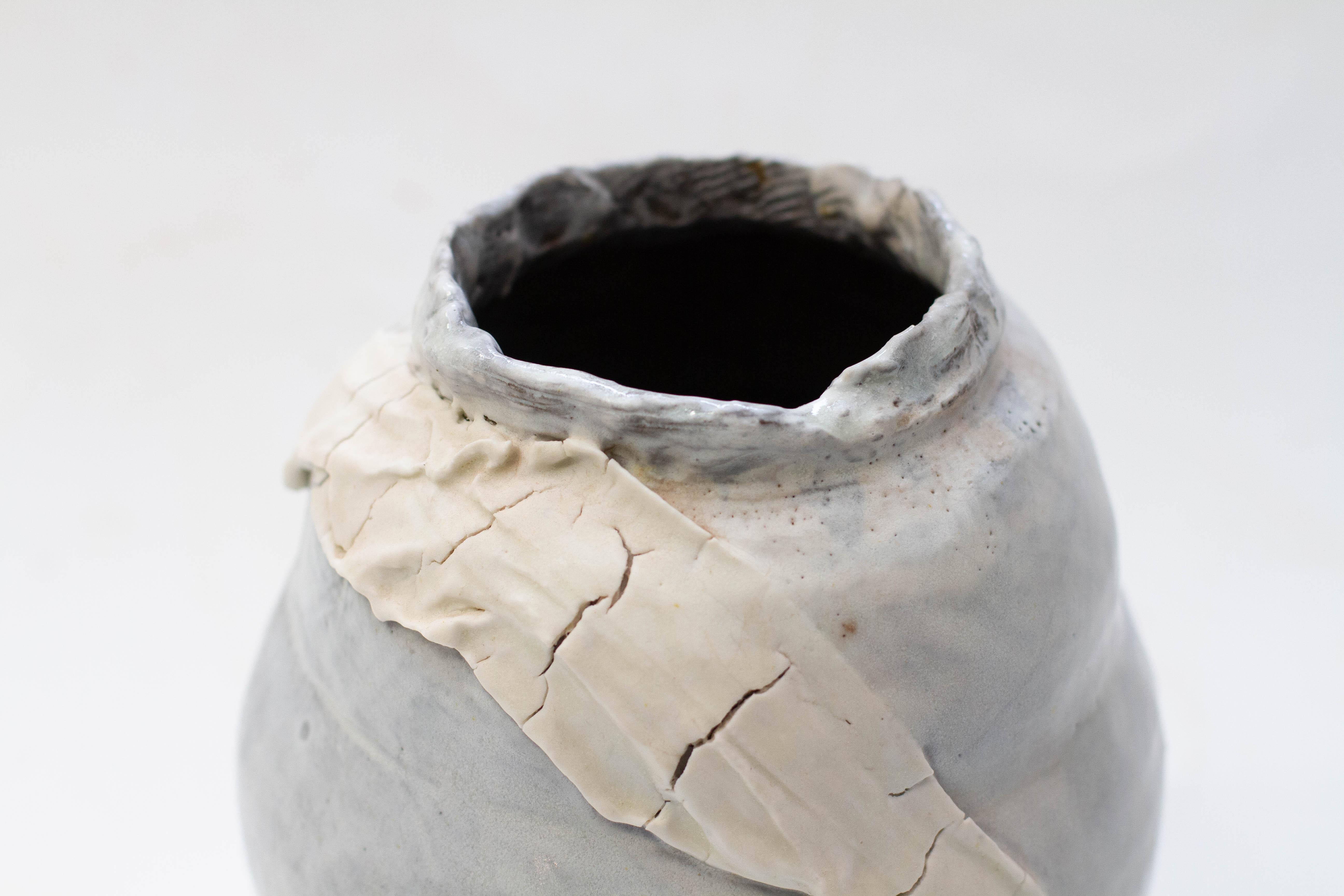 Abigail Schama Ceramics Anthracite Stoneware Vessels with Porcelain Wraps In New Condition For Sale In London, GB