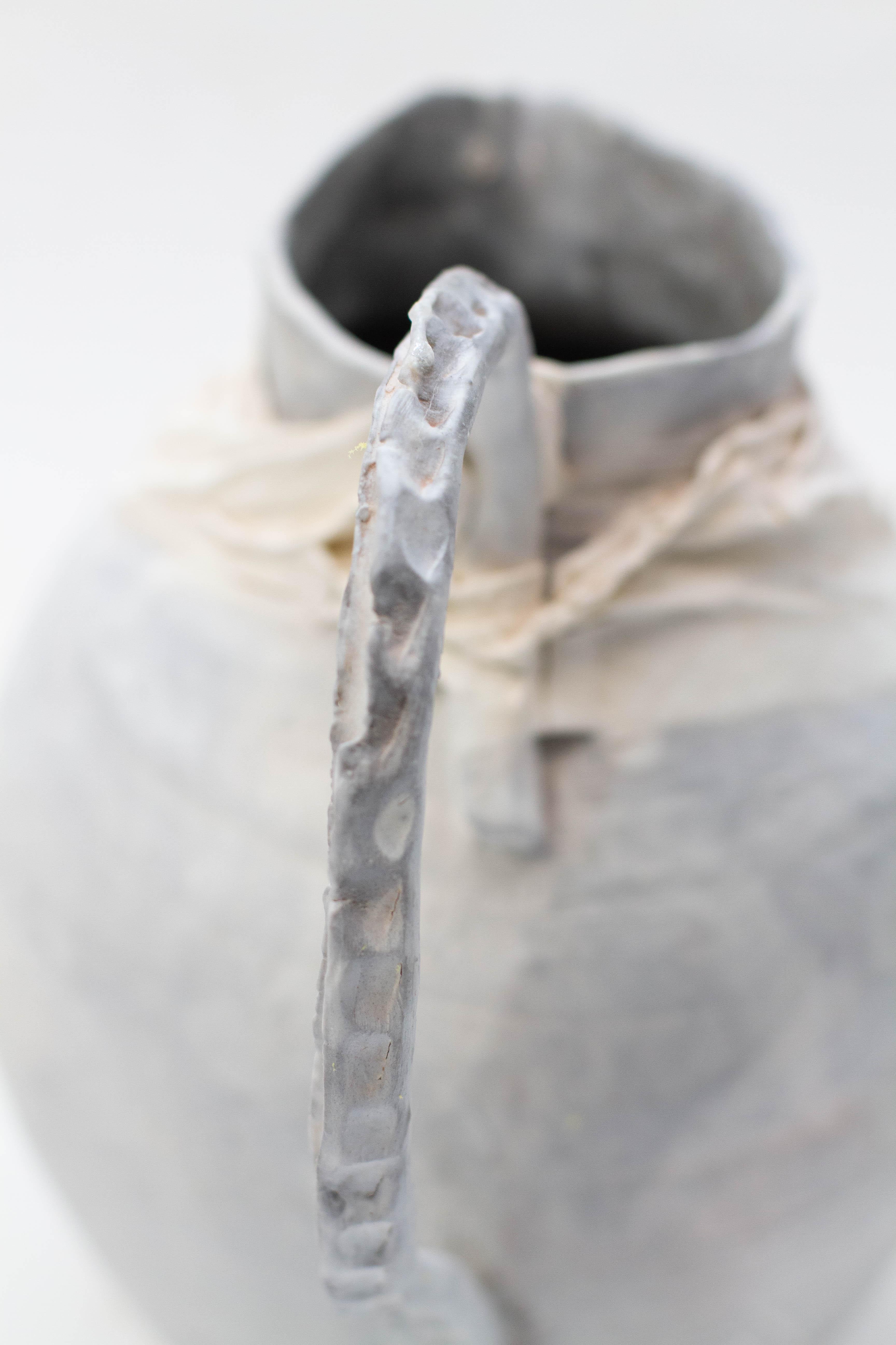 Abigail Schama Ceramics Anthracite Stoneware Vessels with Porcelain Wraps For Sale 3