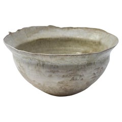 Abigail Schama Ceramics: Very Large Stoneware Monks Begging Bowl with Ash Glaze