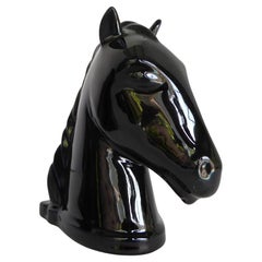Abingdon Pottery 1940s Mid Century Modern Pair Black Horse Head Bookends