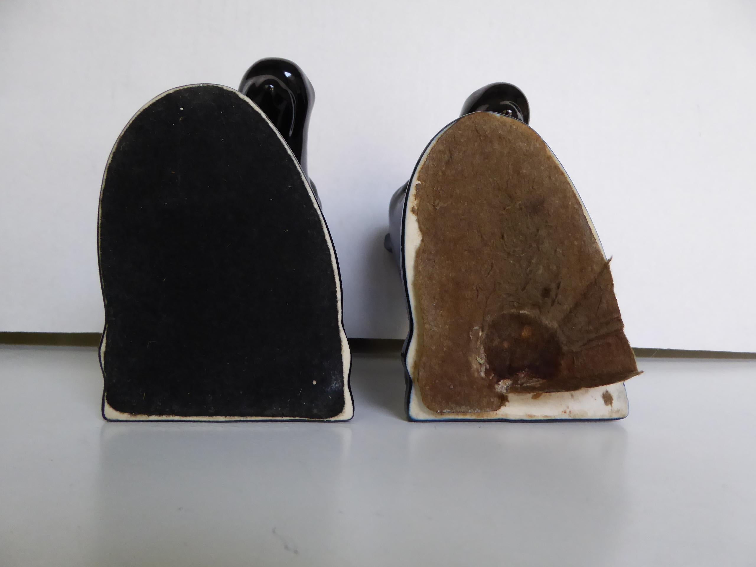 Mid-20th Century Abingdon Pottery 1940s Mid Century Modern Pair Black Horse Head Bookends For Sale