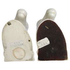 Abingdon Pottery Pair White Ceramic Mid Century Modern Horse Head Bookends 1940s