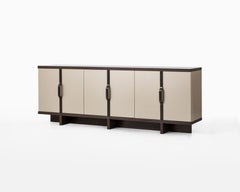 Abington Anrichte, rechteckiger Aufbewahrungsschrank aus Holz, Lack und Metall