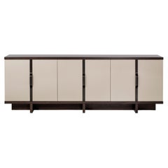 Abington Credenza, Rectangular Storage Cabinet in Wood, Lacquer and Metal