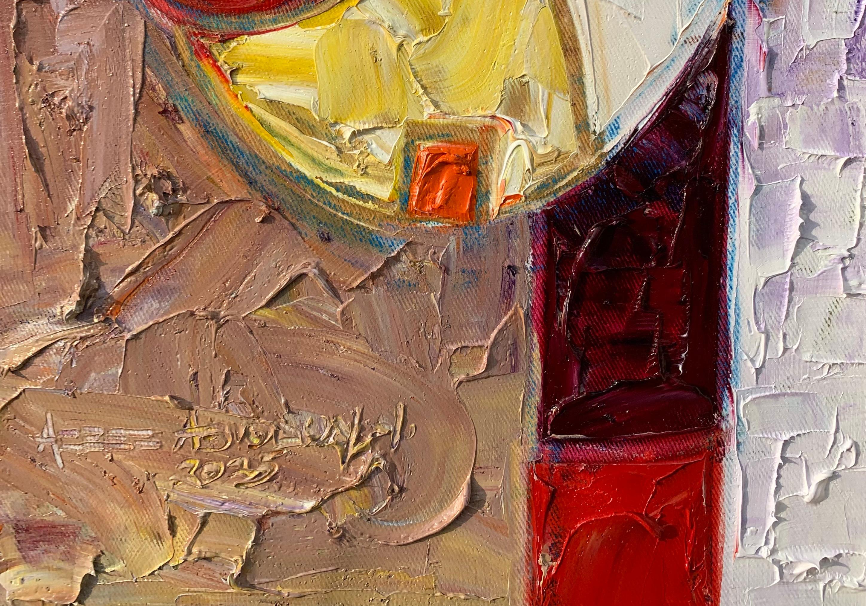 2:25 - 21st Century, Contemporary, Impasto, Abstract, Africa, Divine Timing - Brown Abstract Painting by Abiodun Nafiu Azeez