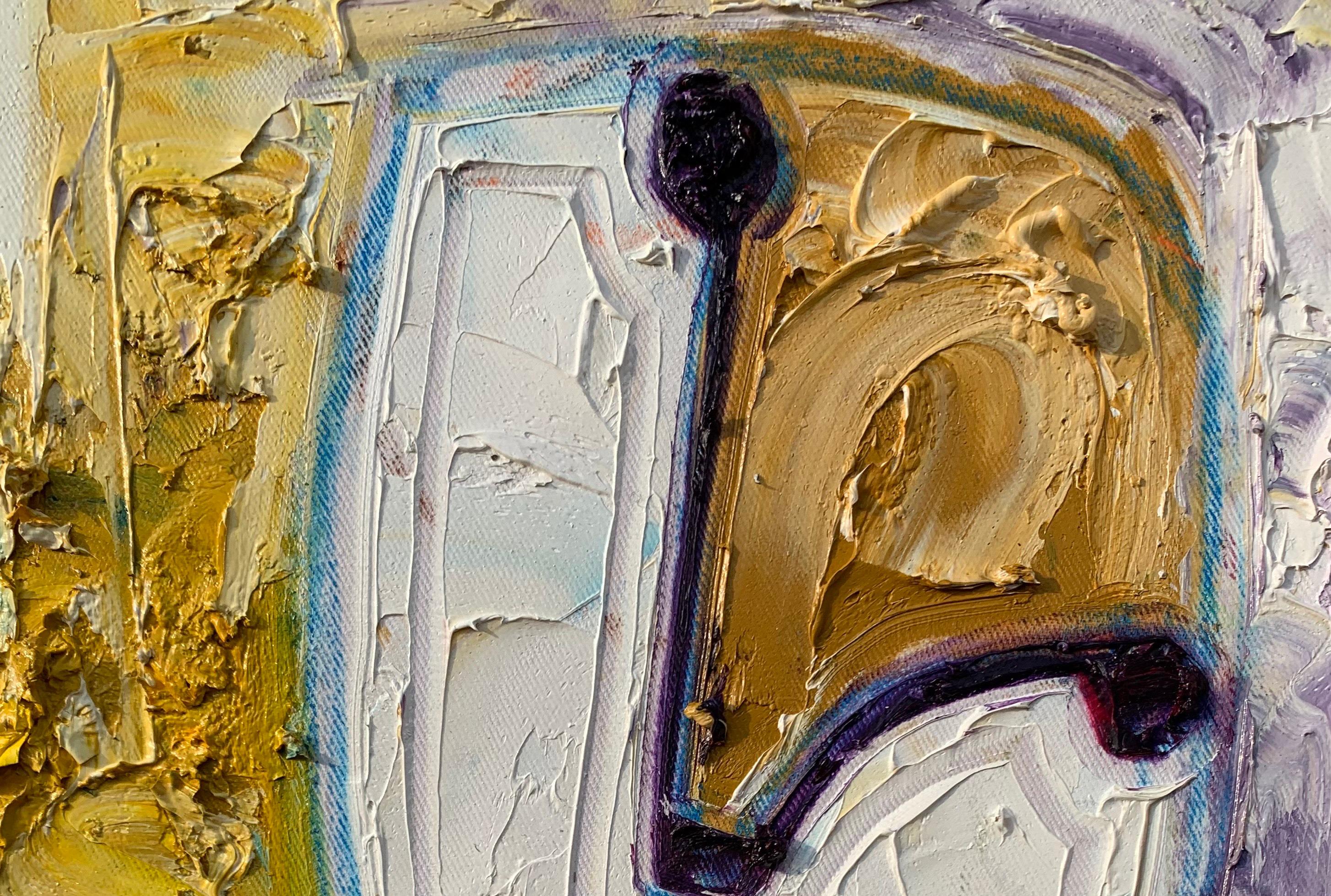 3:00 - 21st Century, Contemporary, Impasto, Abstract, Africa, Divine Timing - Painting by Abiodun Nafiu Azeez
