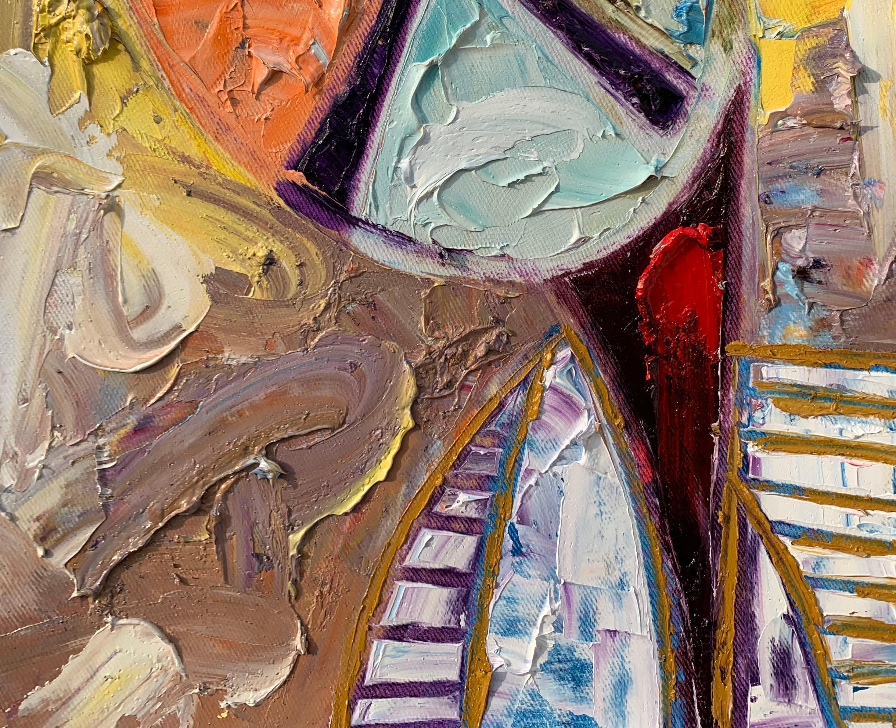 3:30 - 21st Century, Contemporary, Impasto, Abstract, Africa, Divine Timing - Brown Abstract Painting by Abiodun Nafiu Azeez