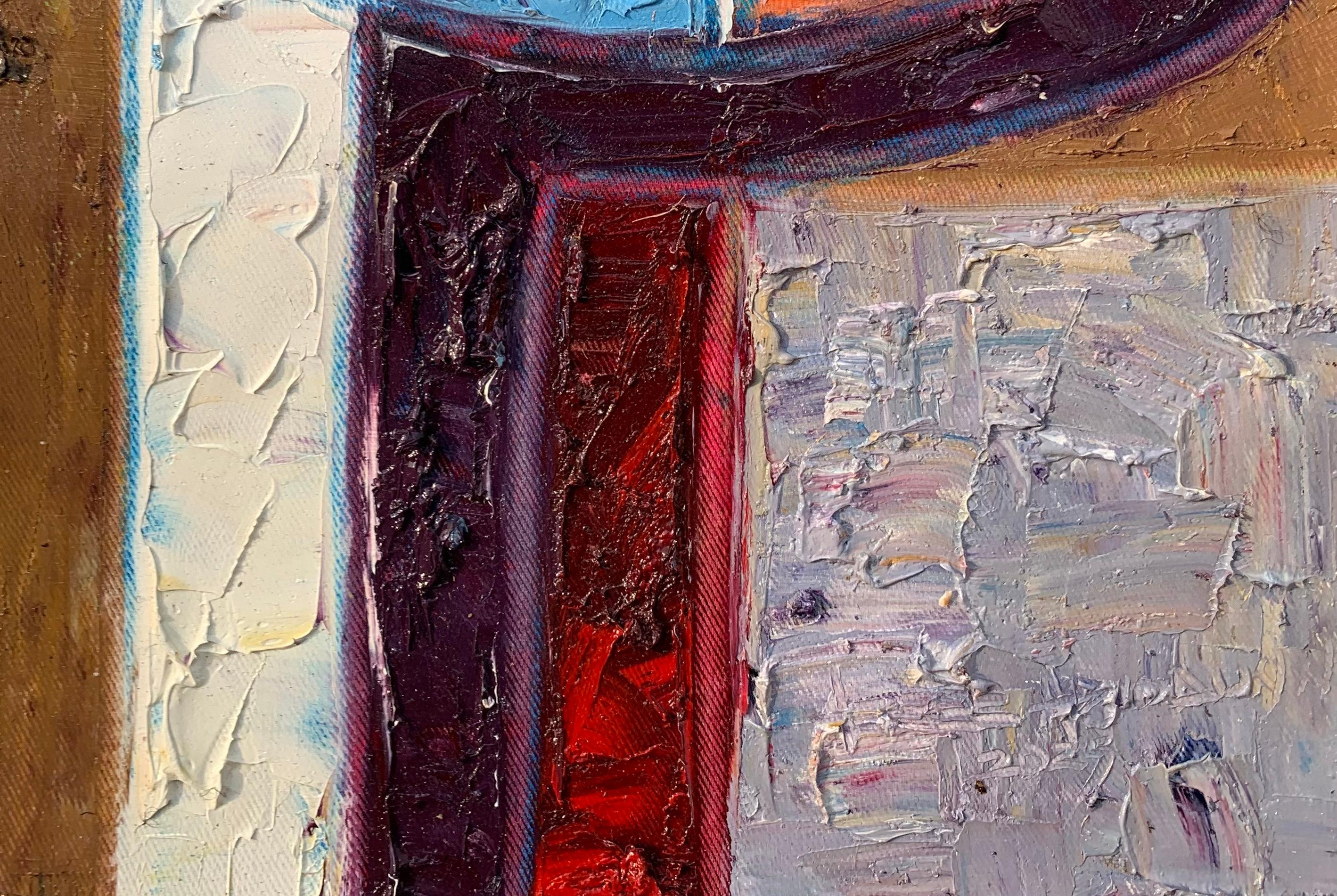 6:15 - 21st Century, Contemporary, Impasto, Abstract, Africa, Divine Timing - Brown Abstract Painting by Abiodun Nafiu Azeez